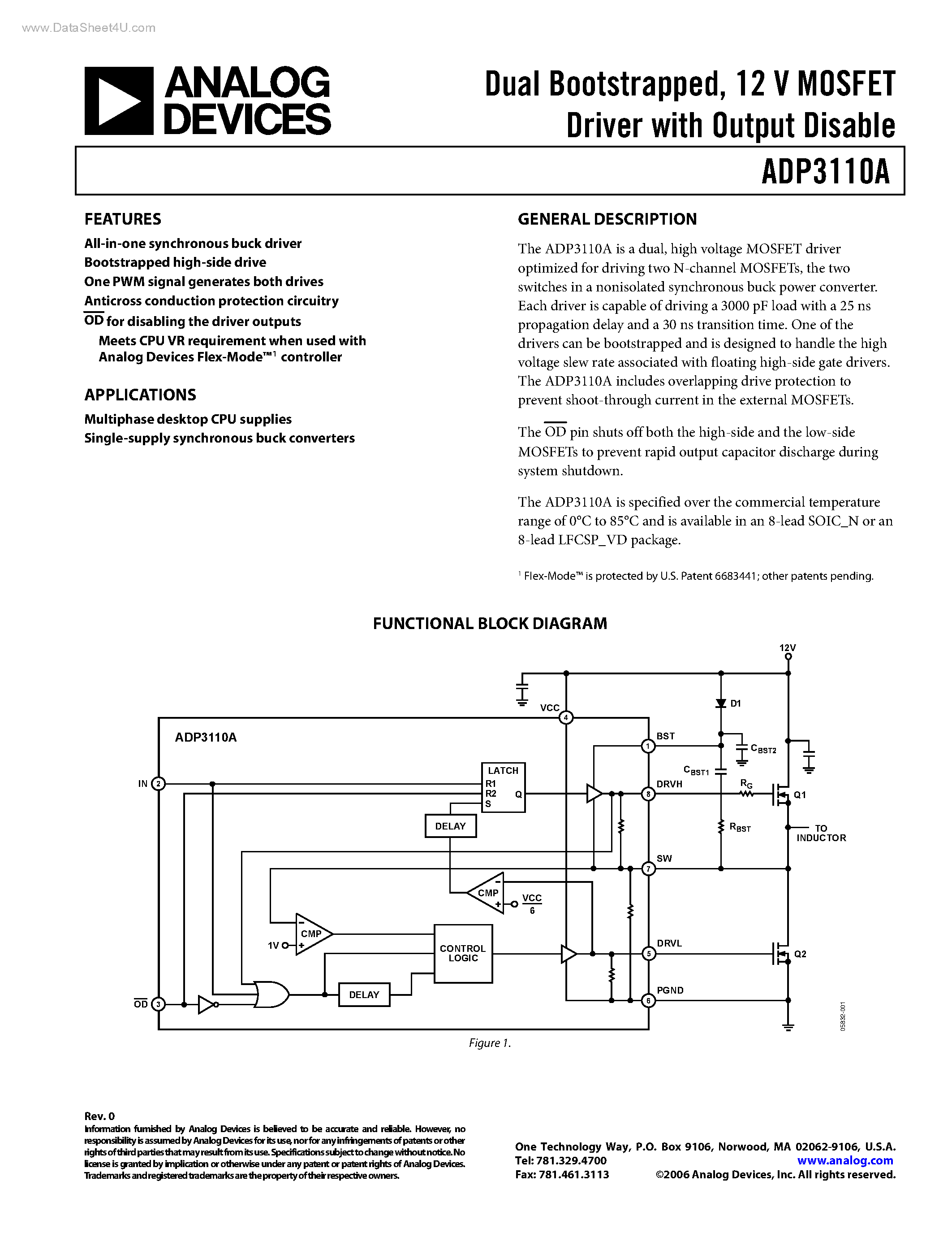 Даташит ADP3110A - MOSFET Driver страница 1