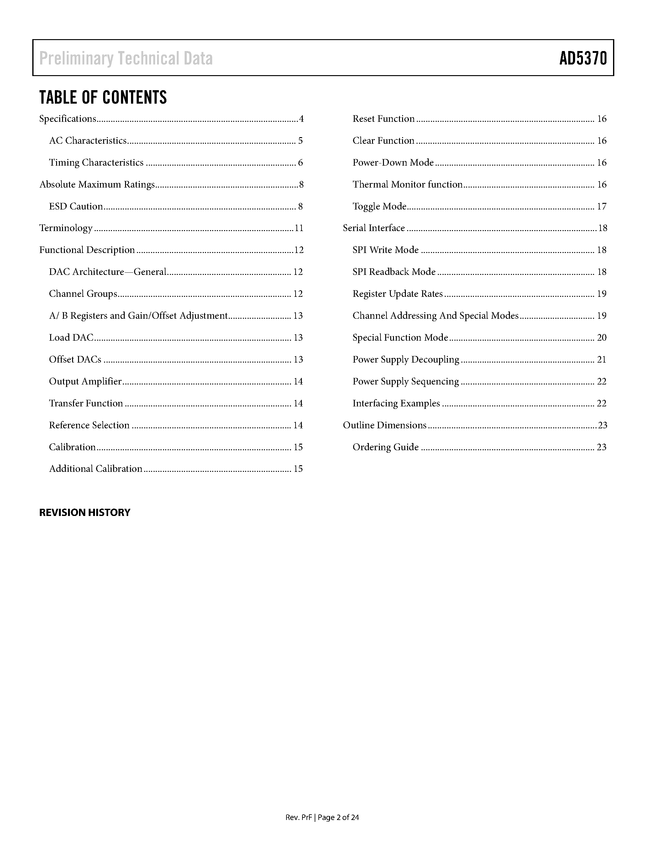 Datasheet AD5370 - Voltage-Output DACs page 2