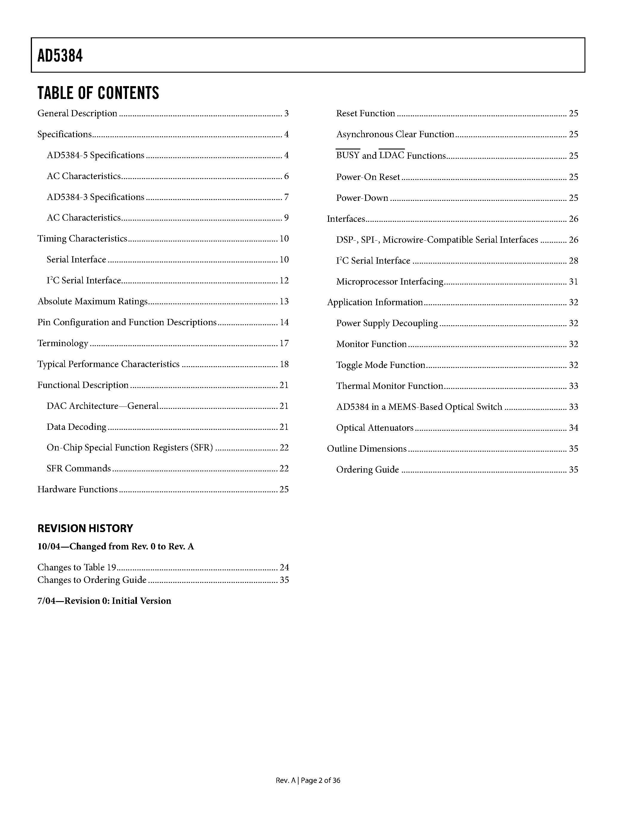 Datasheet AD5384 - 14-Bit Voltage Output DAC page 2