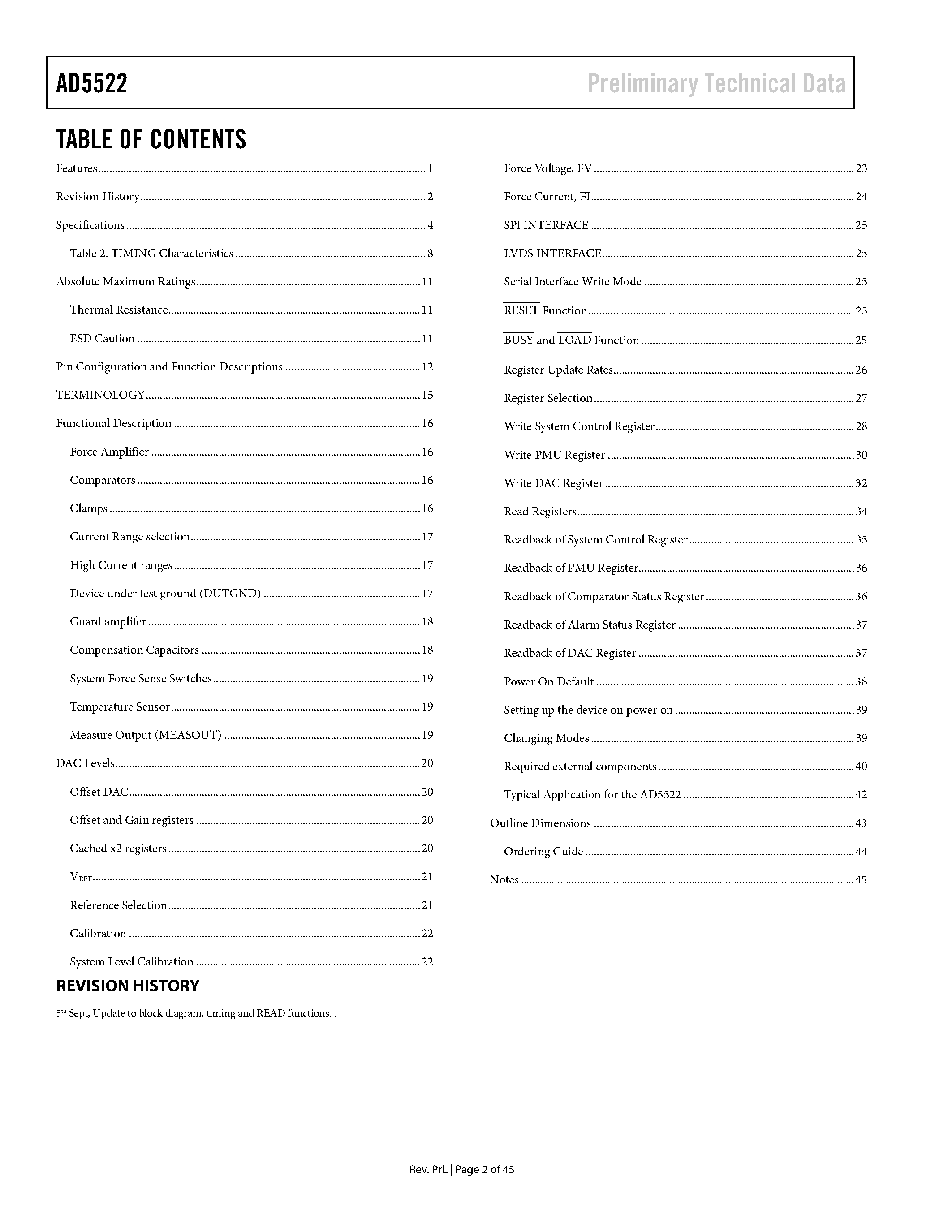 Datasheet AD5522 - Quad Parametric Measurement Unit page 2