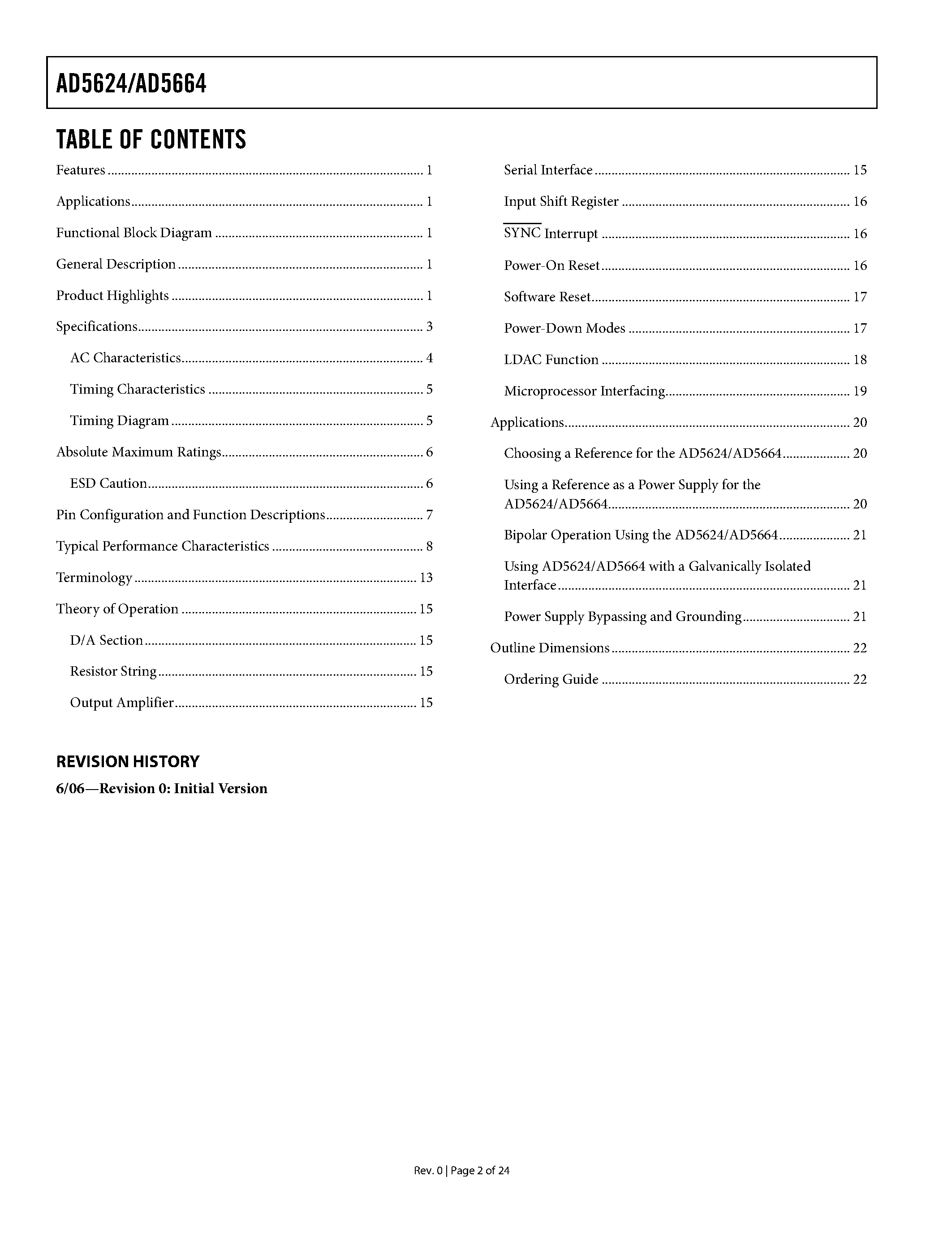 Datasheet AD5624 - (AD5624 / AD5664) nanoDACs page 2