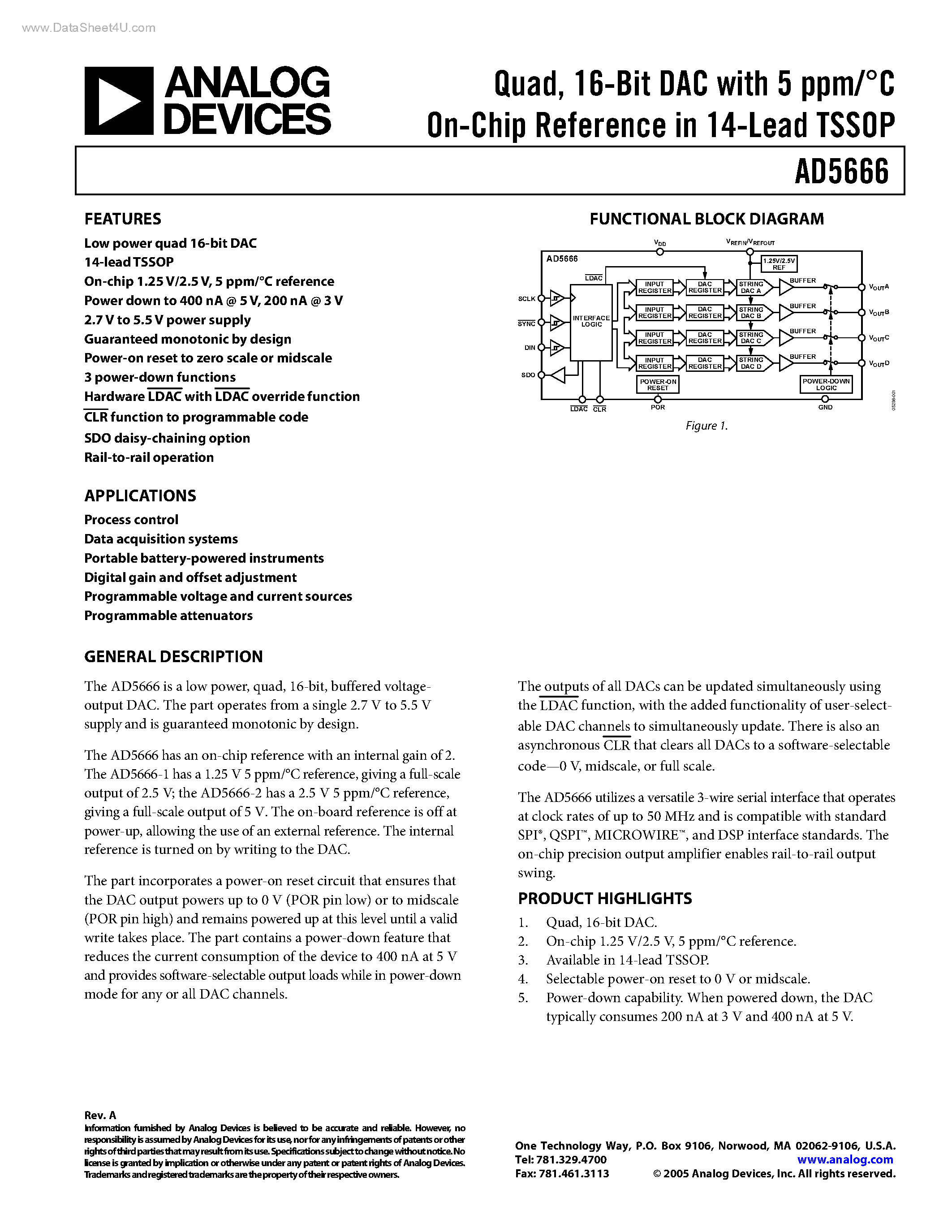 Datasheet AD5666 - 16-Bit DAC page 1