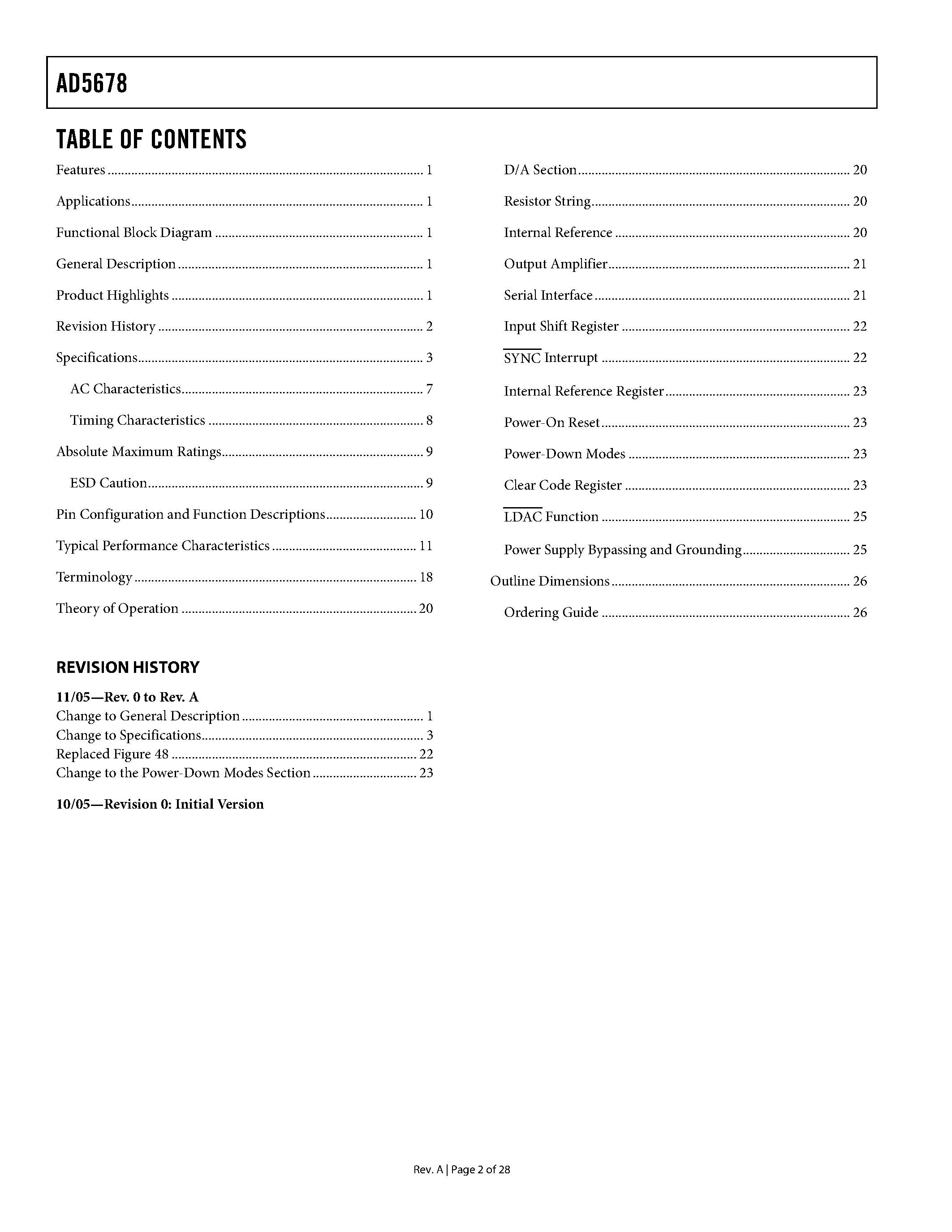 Datasheet AD5678 - 4 x 12-Bit and 4 x 16-Bit Octal DAC page 2