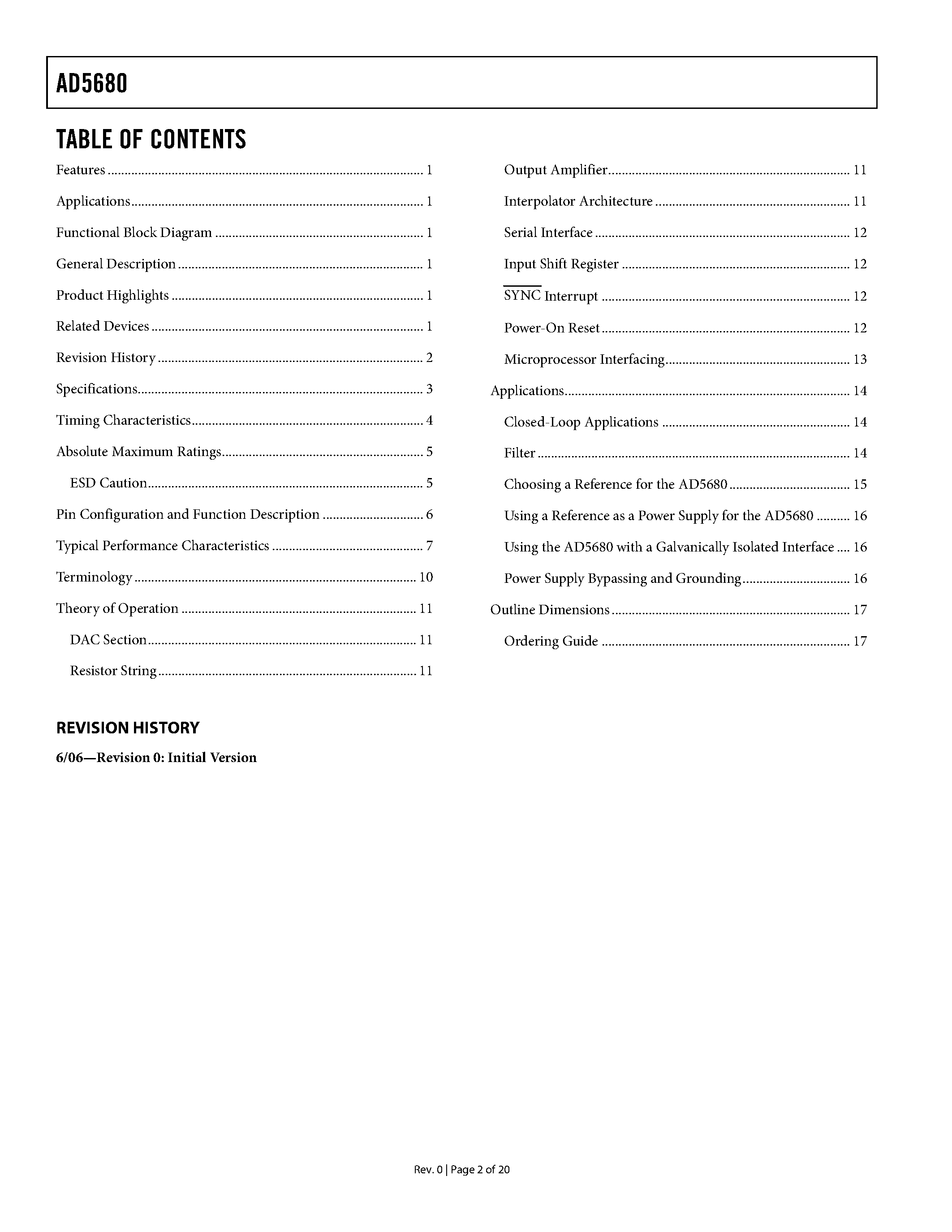 Datasheet AD5680 - 5 V 18-Bit nanoDAC page 2