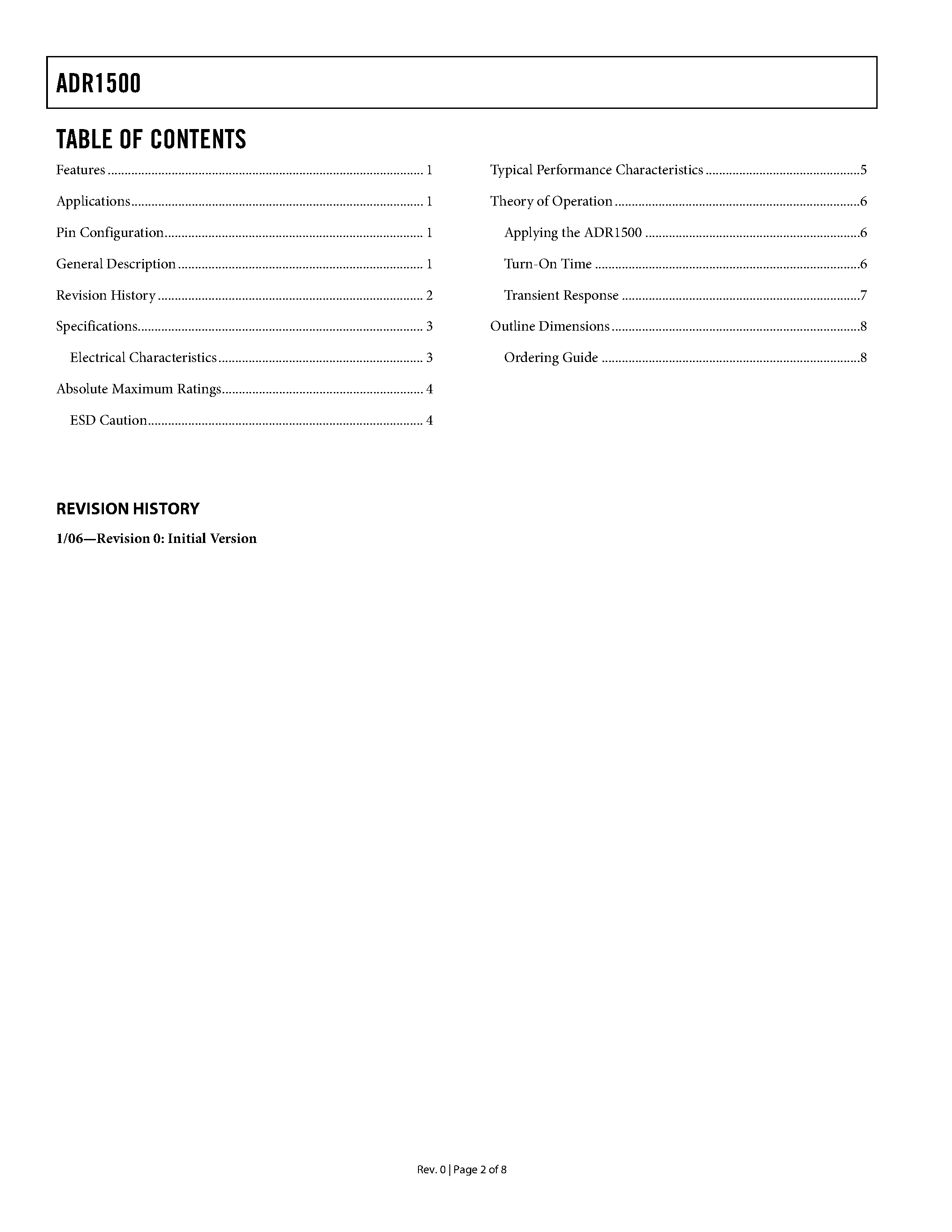 Datasheet ADR1500 - Micropower page 2