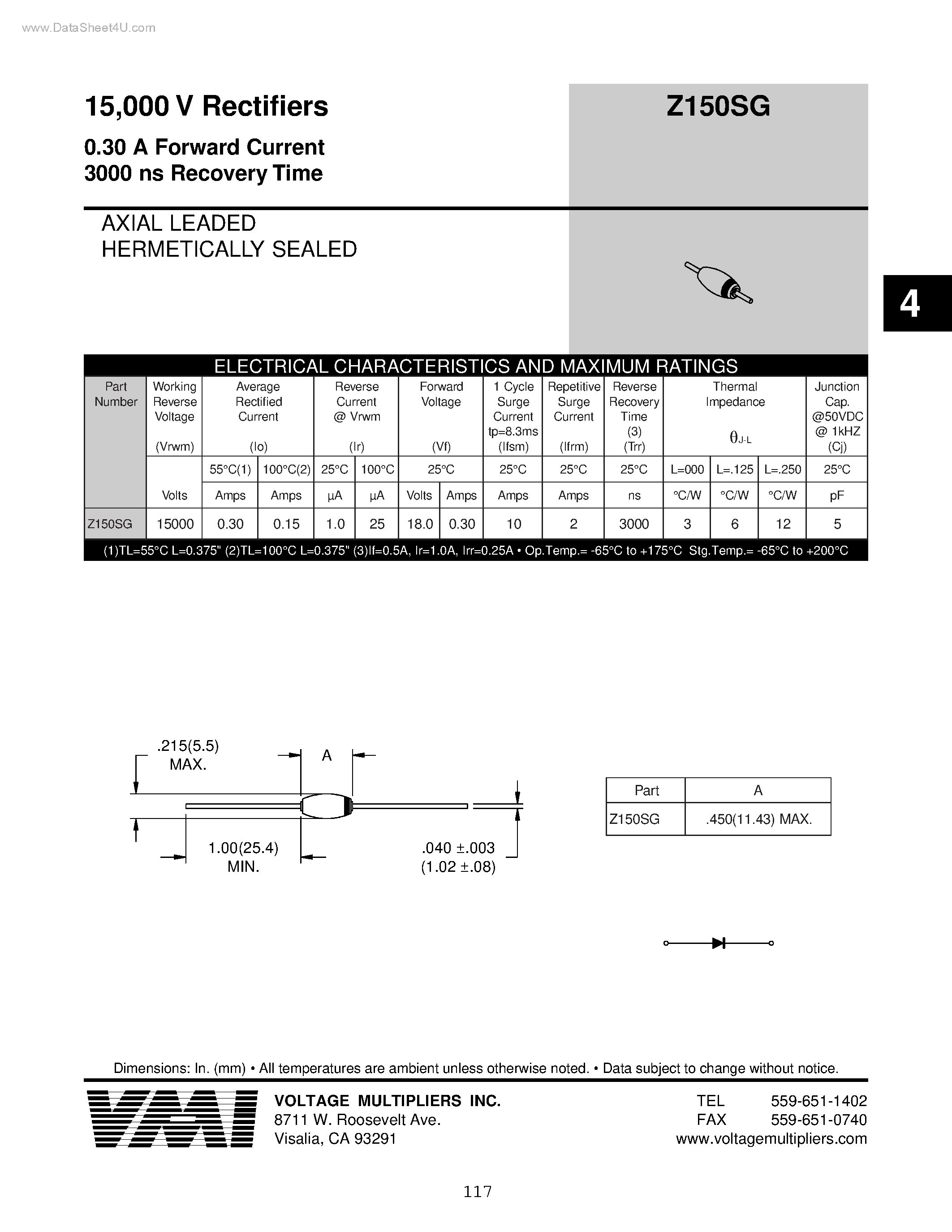 Datasheet Z150FG - Rectifiers page 1