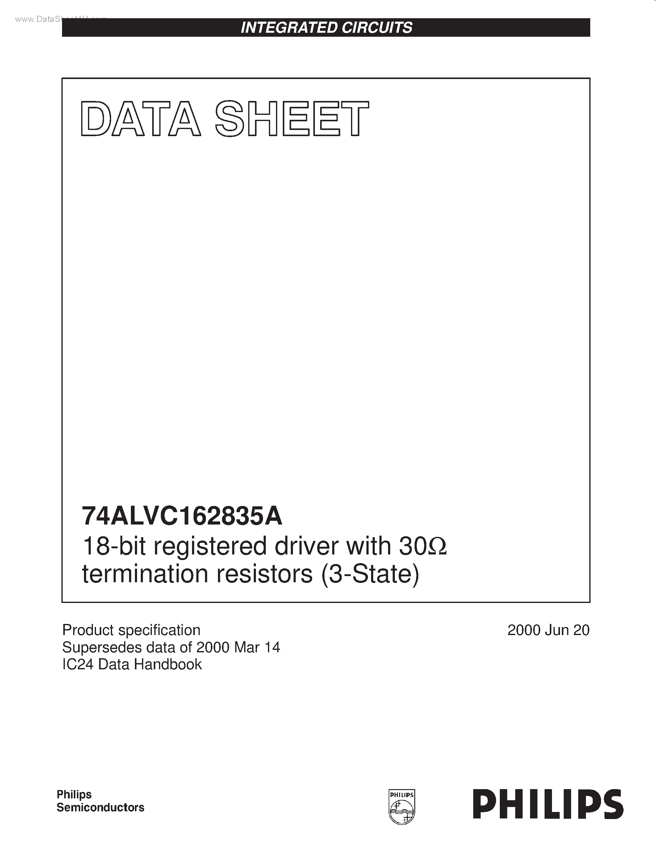 Даташит 74ALVC162835A - 18-bit registered driver страница 1