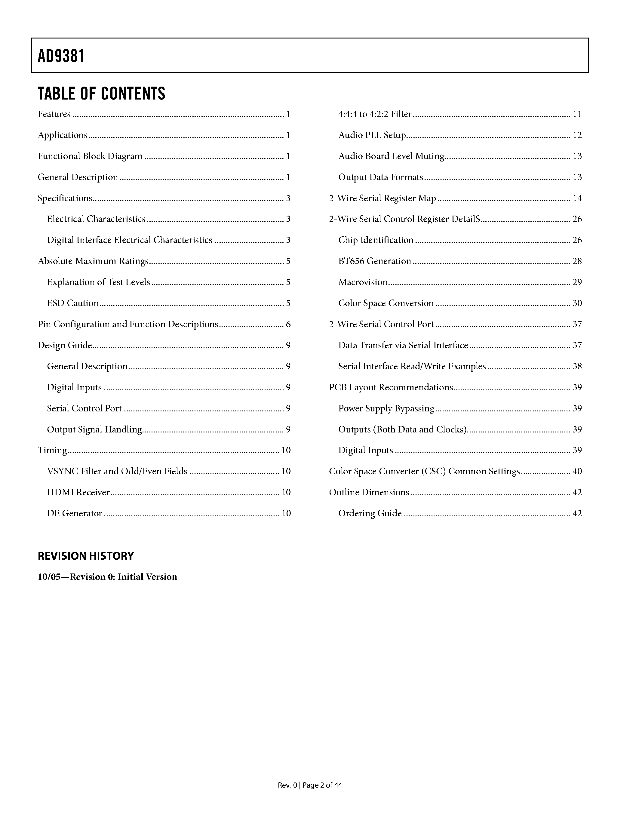 Datasheet AD9381 - HDMI Display Interface page 2