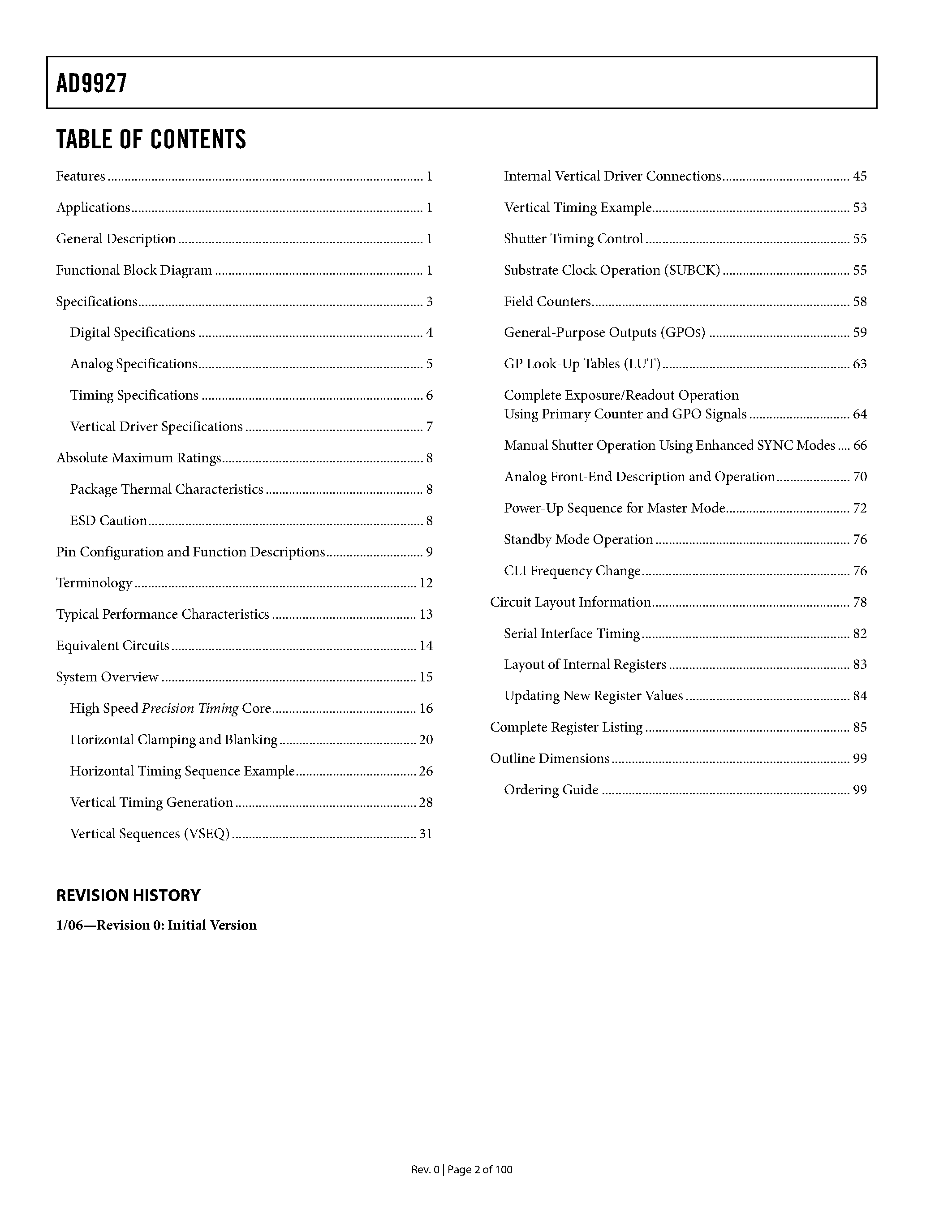 Datasheet AD9927 - 14-Bit CCD Signal Processor page 2