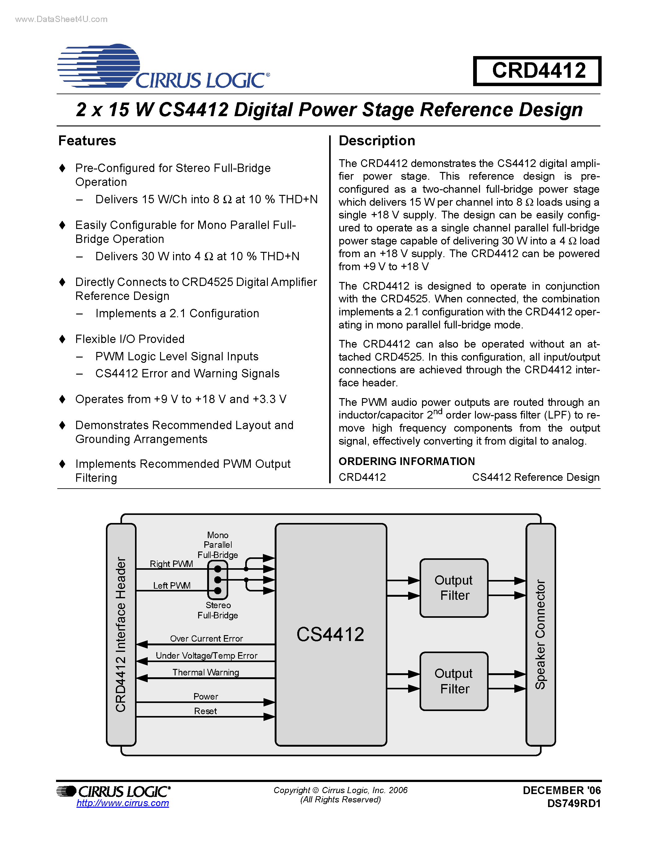 Даташит CRD4412 - 2 x 15 W Digital Power Stage Reference Design страница 1