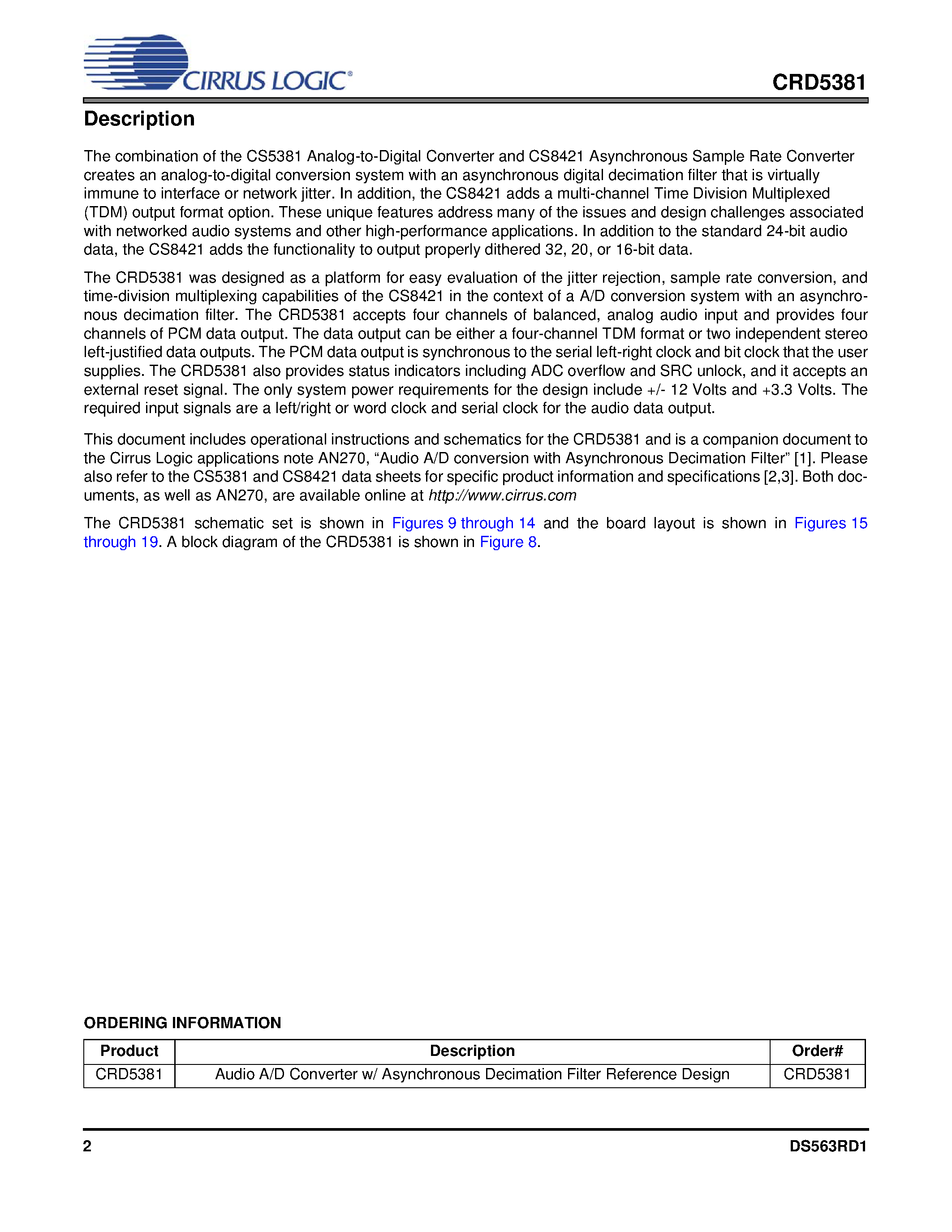 Даташит CRD5381 - Audio A/D Converter w/ Asynchronous Decimation Filter Reference Design страница 2