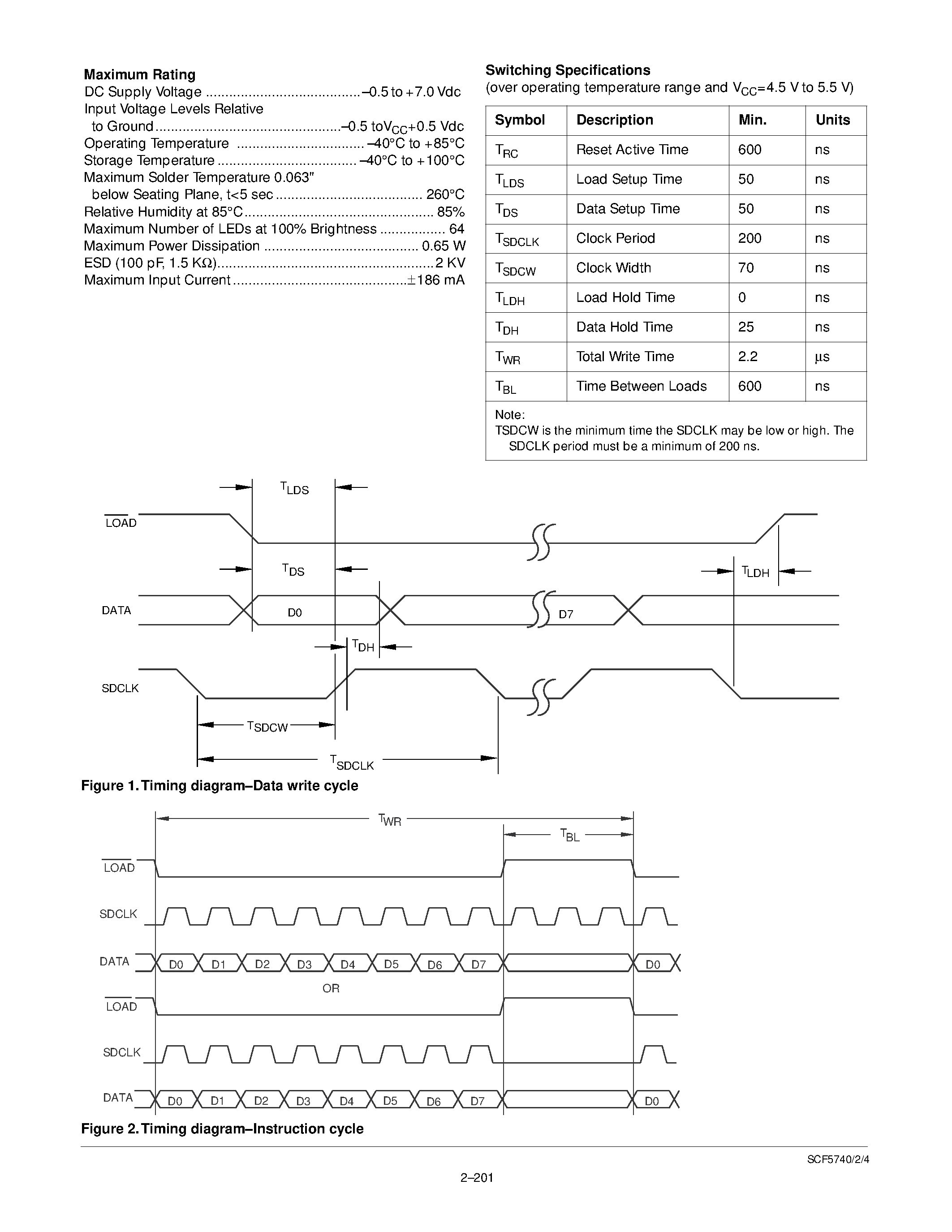 Даташит SCF5740 - (SCF5740 - SCF5744) Dot Addressable Intelligent Display страница 2