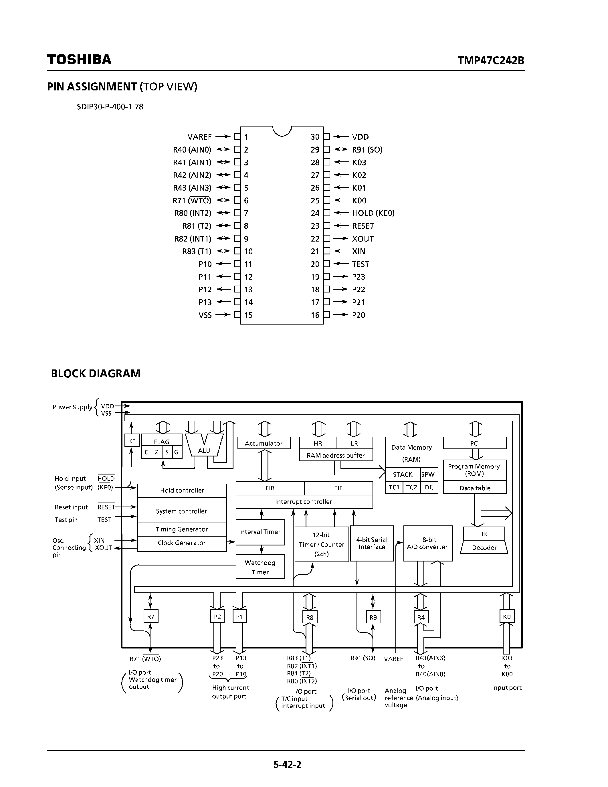 Datasheet TMP47C242BN - CMOS 4-BIT MICROCONTROLLER page 2