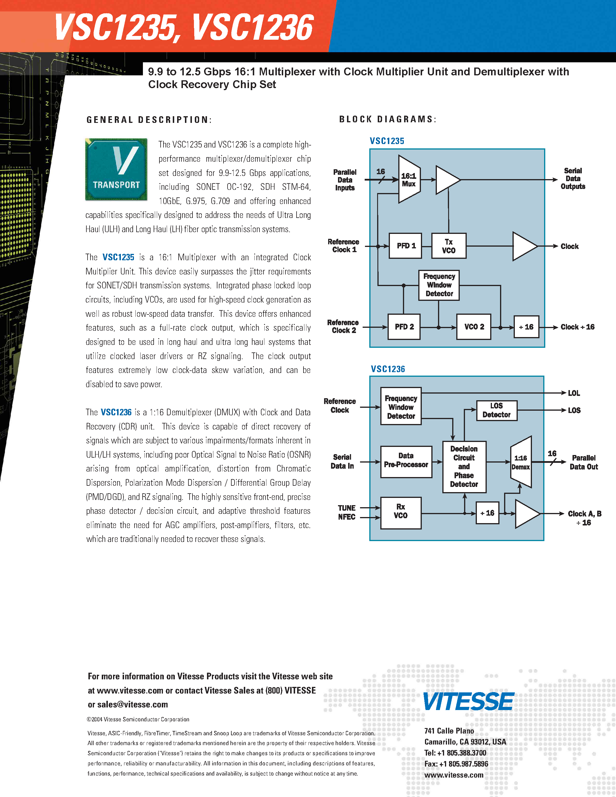 Даташит VSC1235 - (VSC1235 / VSC1236) 16:1 Multiplexer страница 2