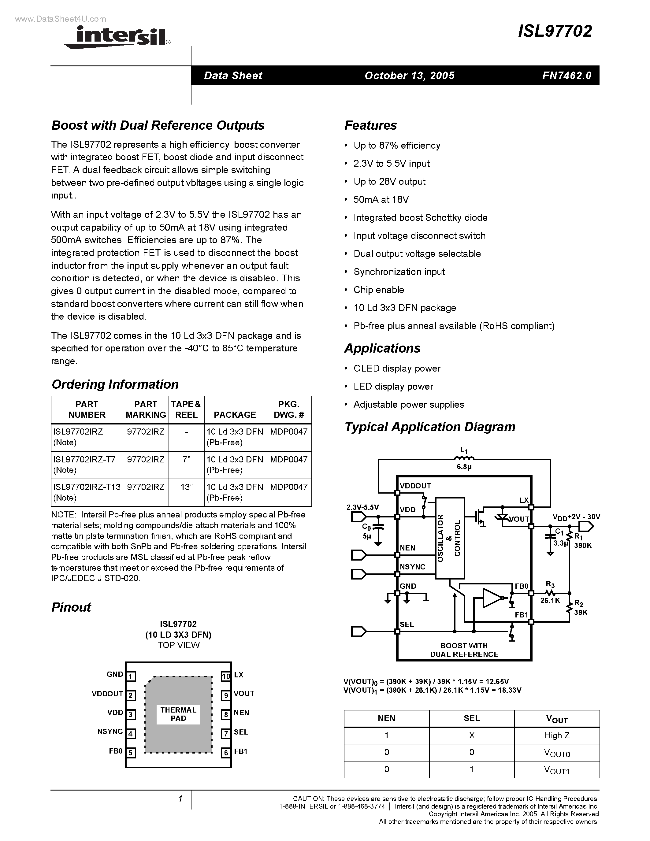 Datasheet ISL97702 - Boost page 1