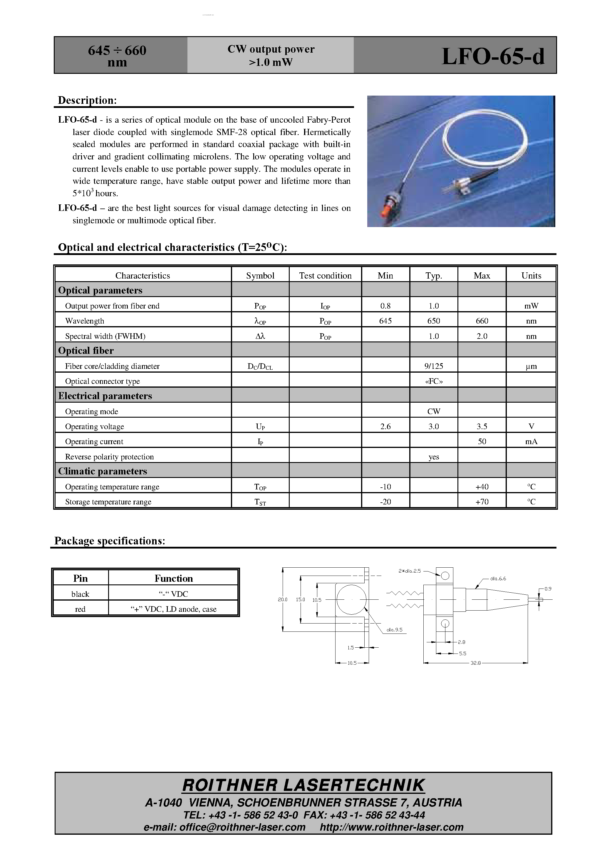 Datasheet LFO-65-D - CW output power page 1