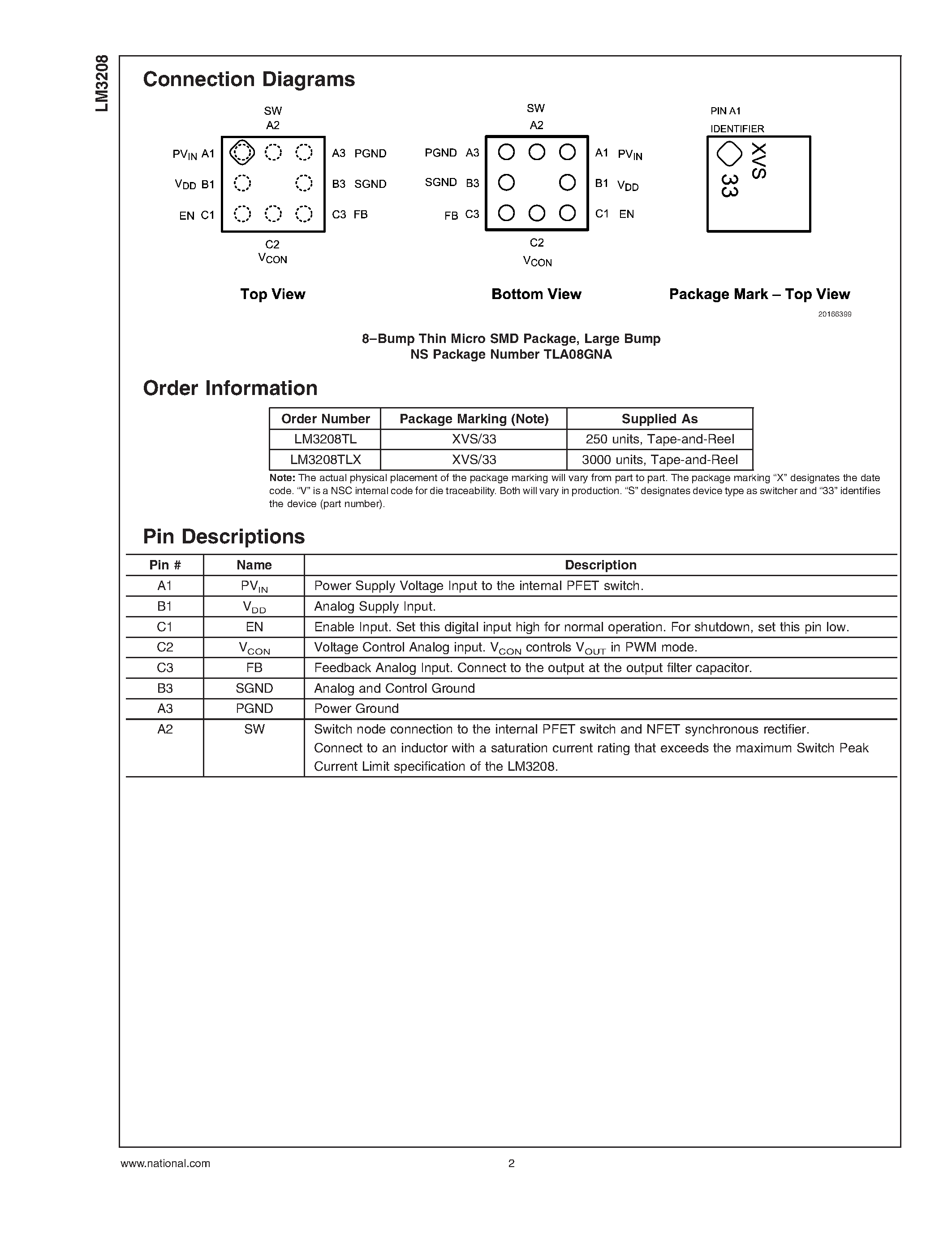 Datasheet LM3208 - Step-Down DC-DC Converter page 2