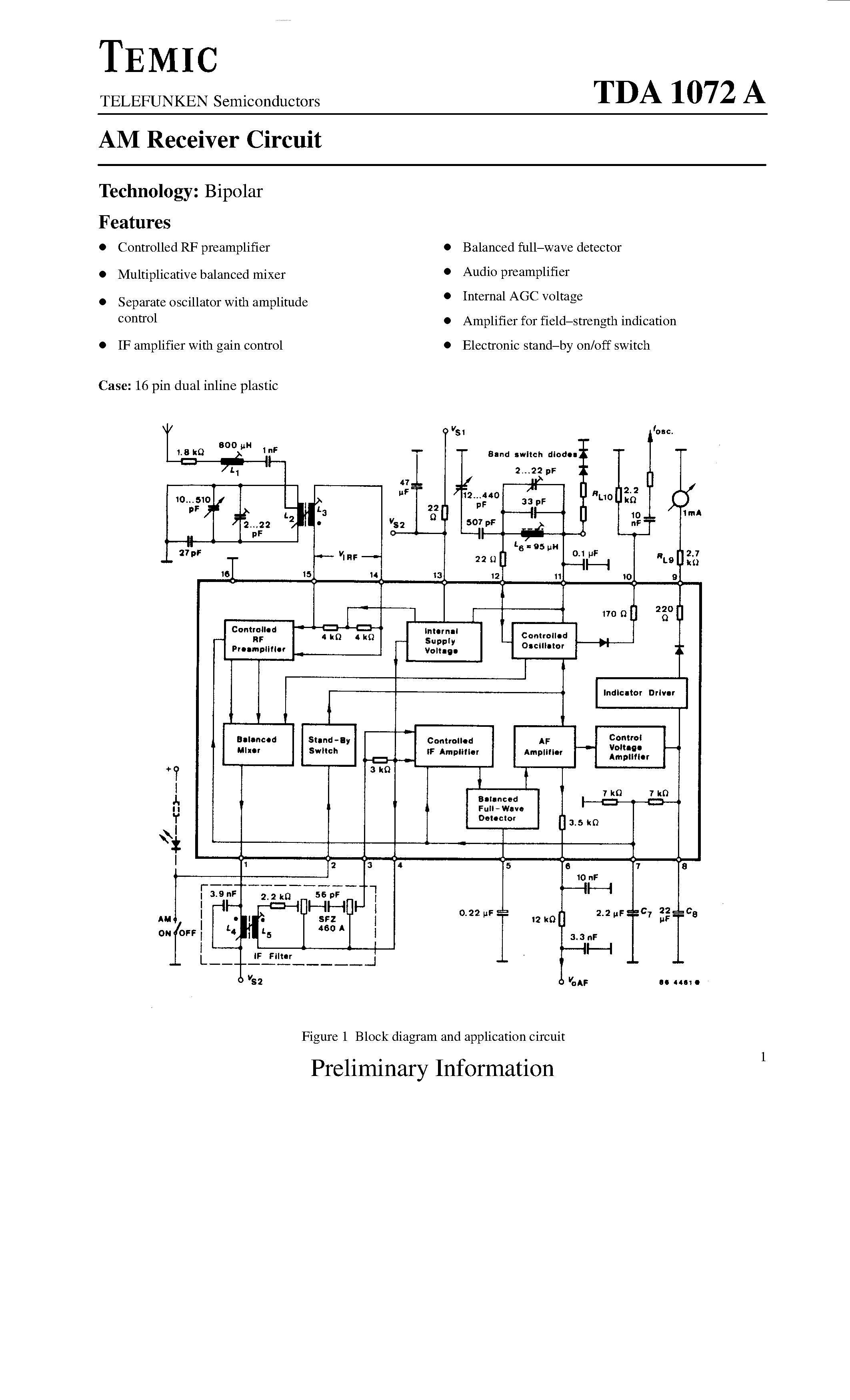 Datasheet TDA1072A - AM Receiver Circuit page 1