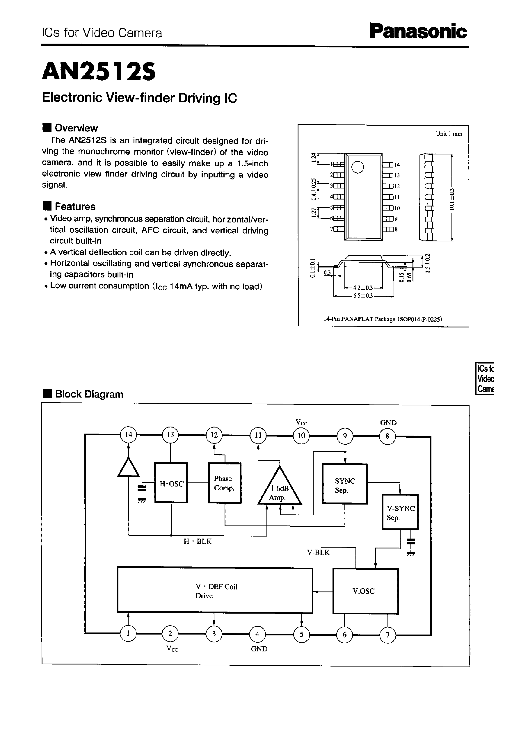 Даташит AN2512S - Electronic View-finder Driving IC страница 1