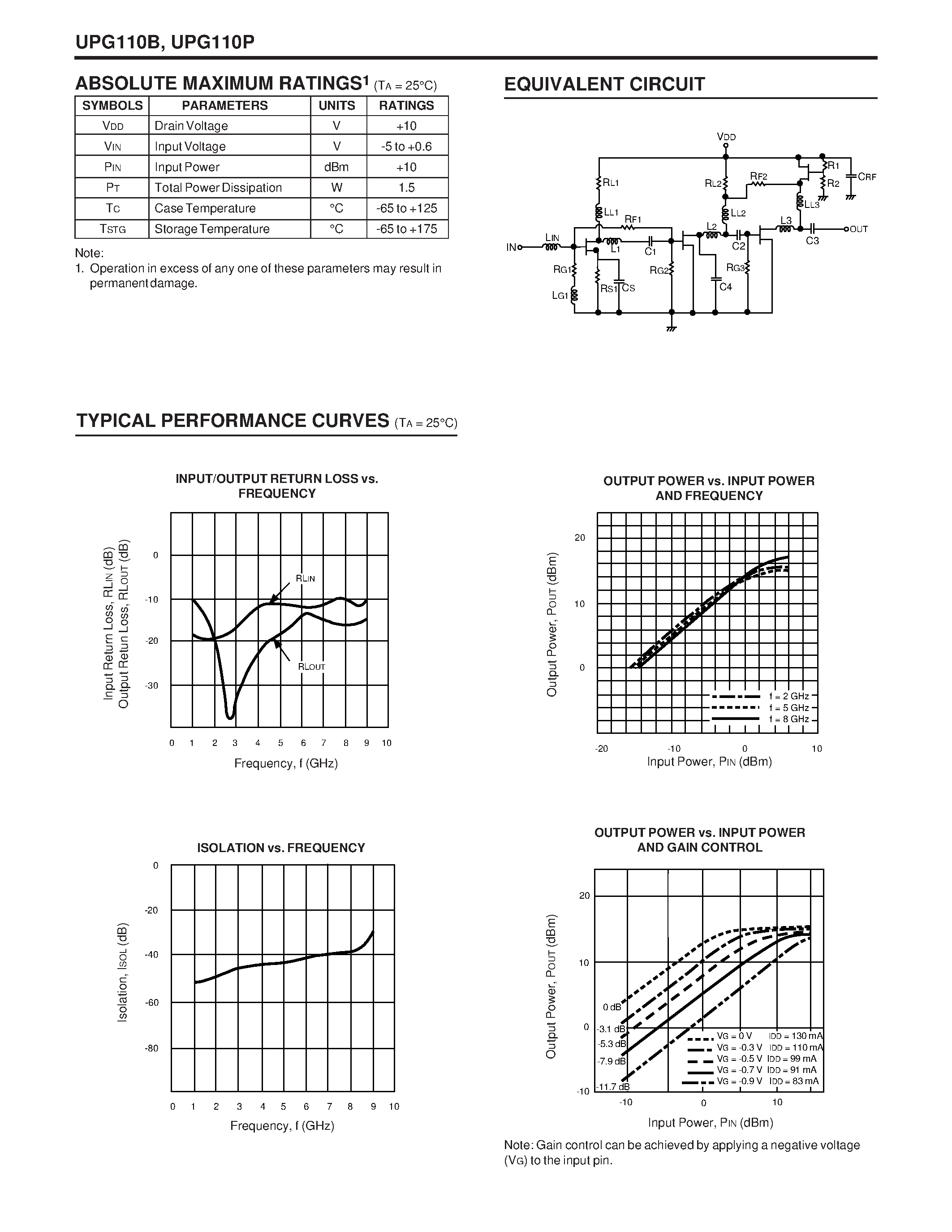 Даташит UPG110B - 2-8 GHZ WIDE-BAND AMPLIFIER страница 2
