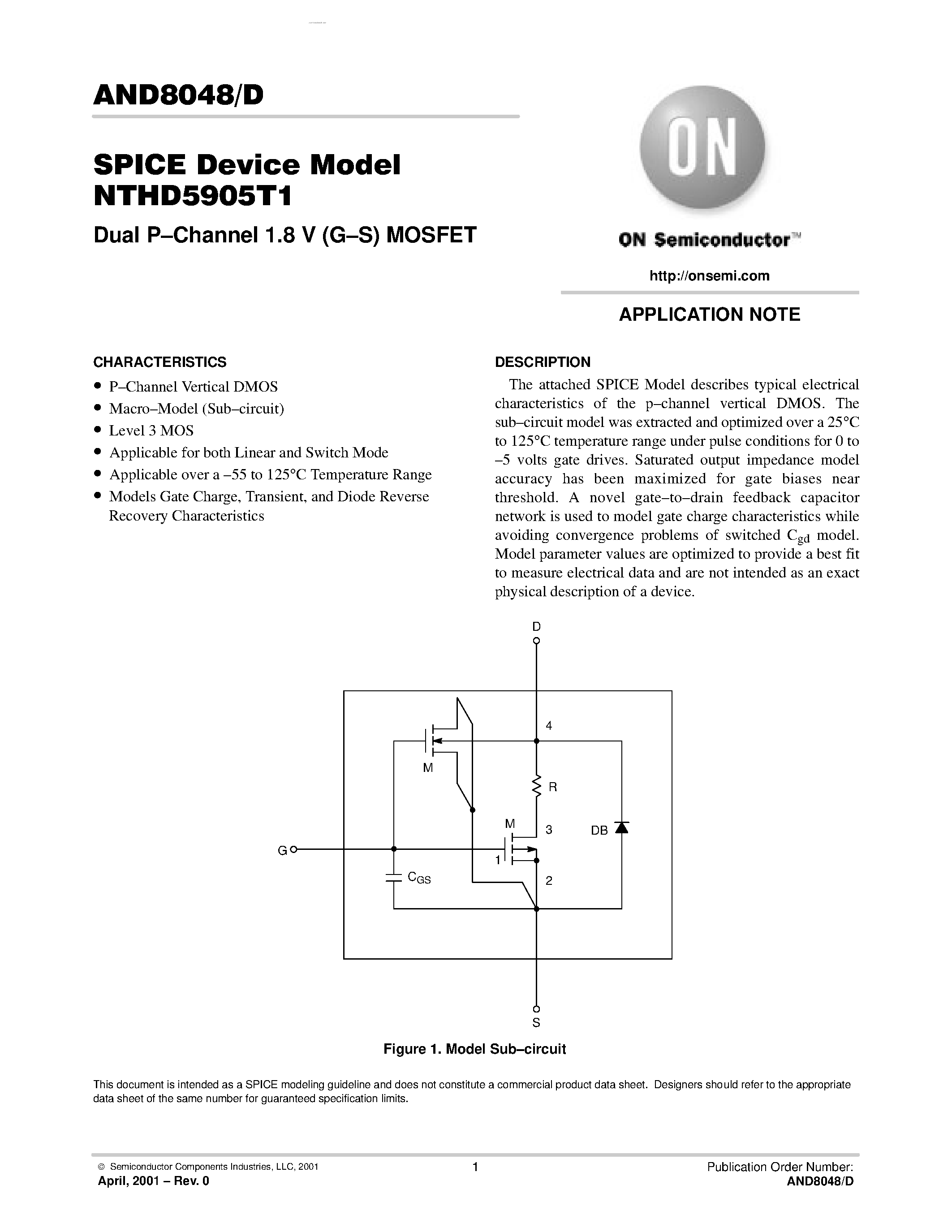 Datasheet AND8048 - Dual P-Channel 1.8 V (G-S) MOSFET page 1