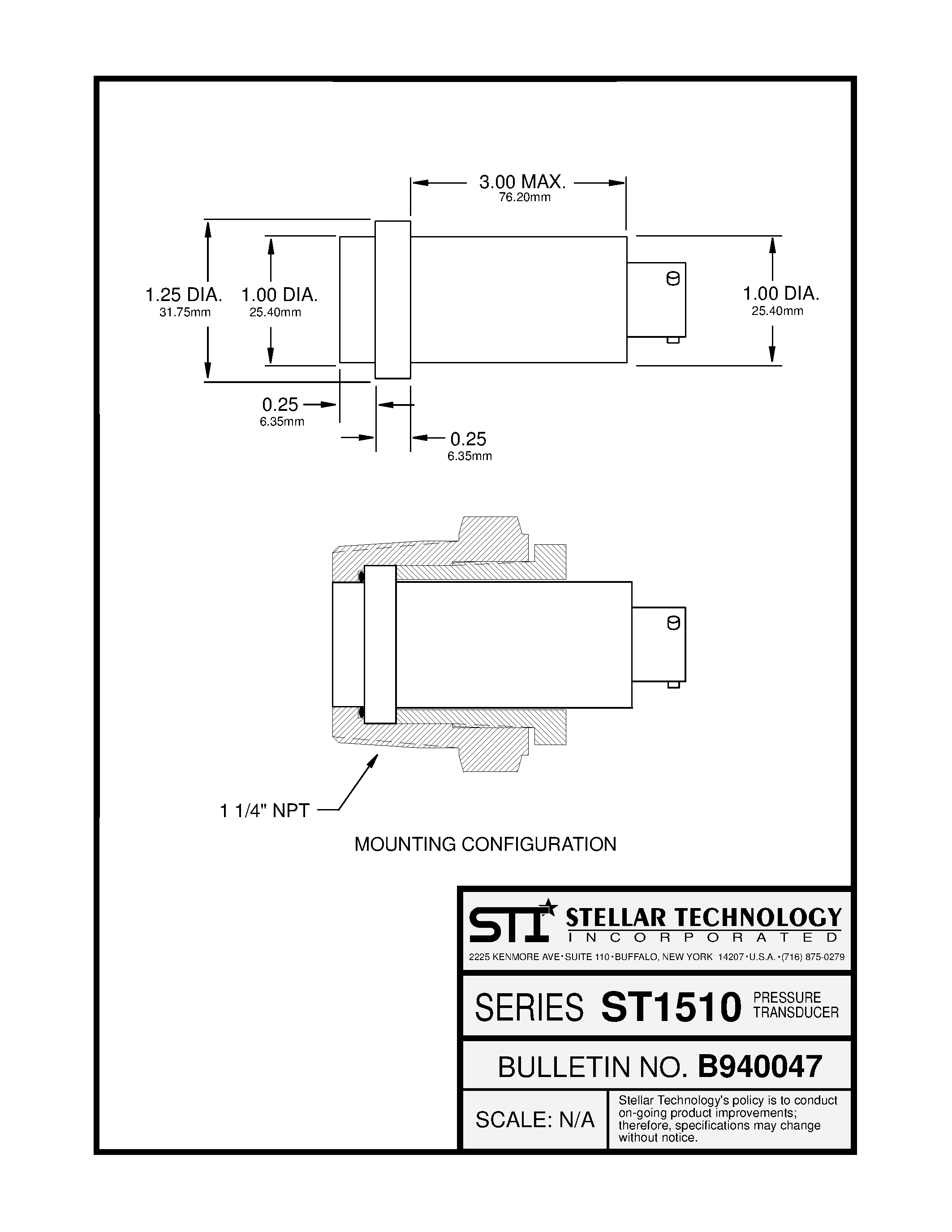 Datasheet ST1510 - 0-5 Vdc FLUSH DIAPHRAGM PRESSURE TRANSDUCER page 2