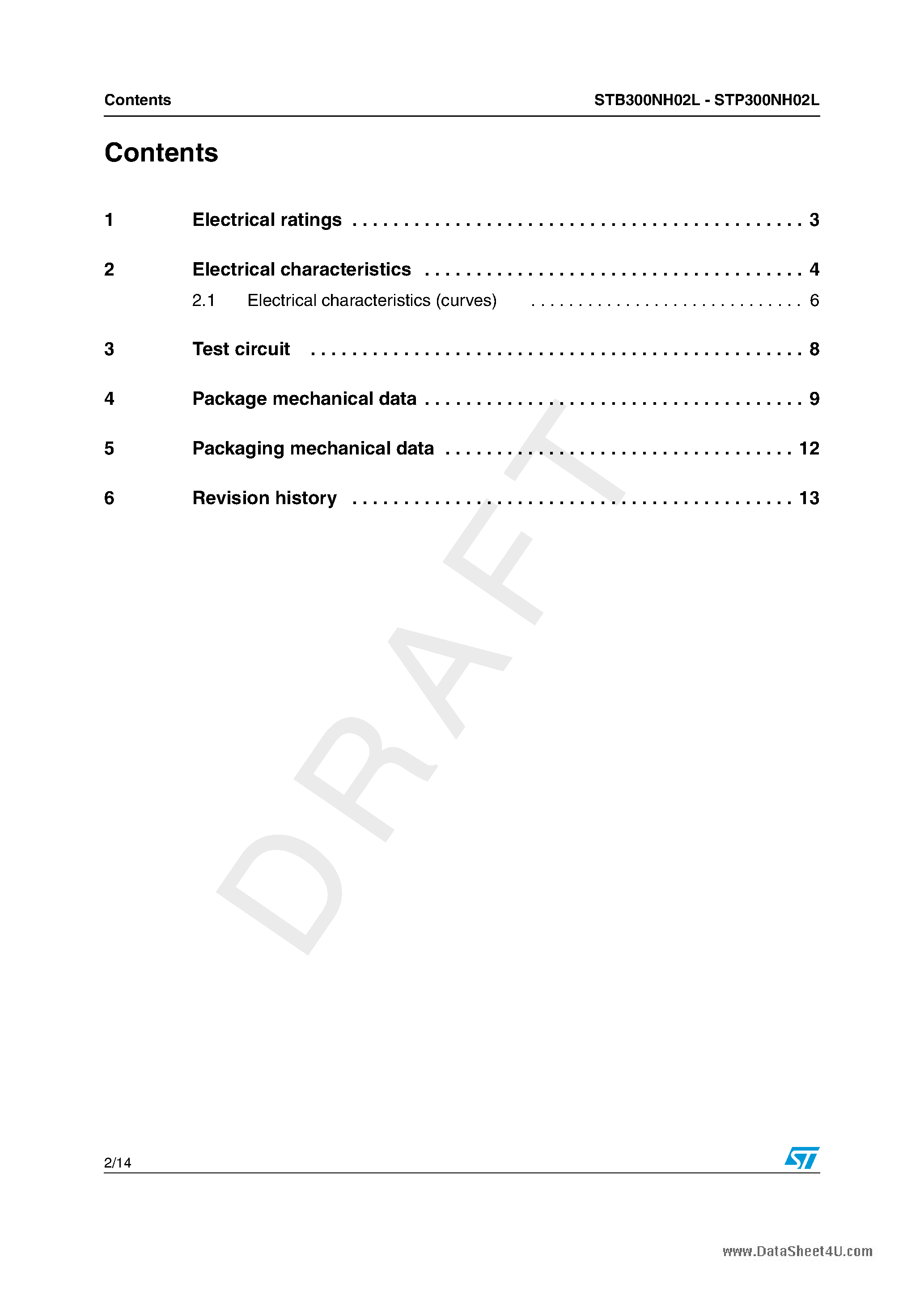 Даташит STP300NH02L - N-CHANNEL Power MOSFET страница 2