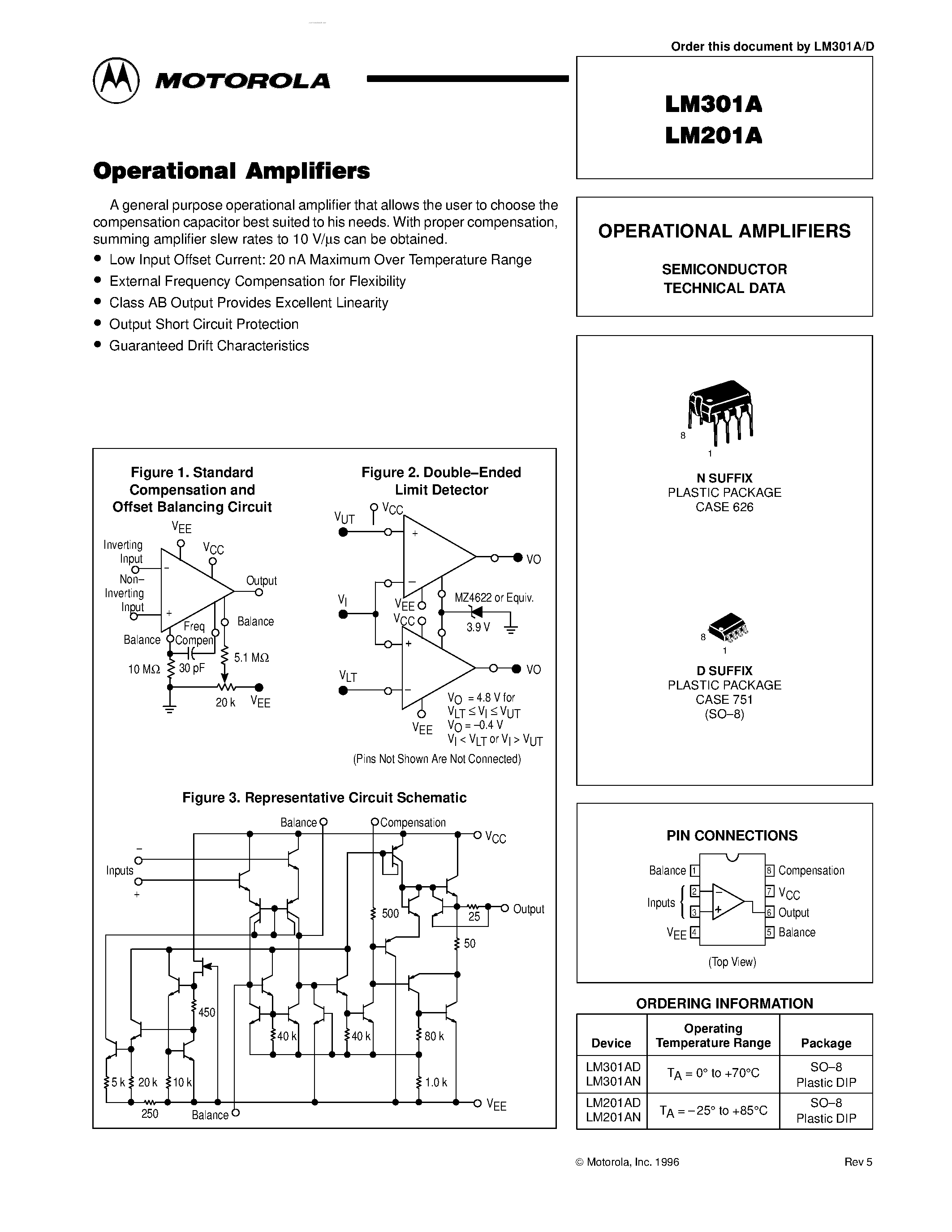 Datasheet LM201A - OPERATIONAL AMPLIFIERS page 1