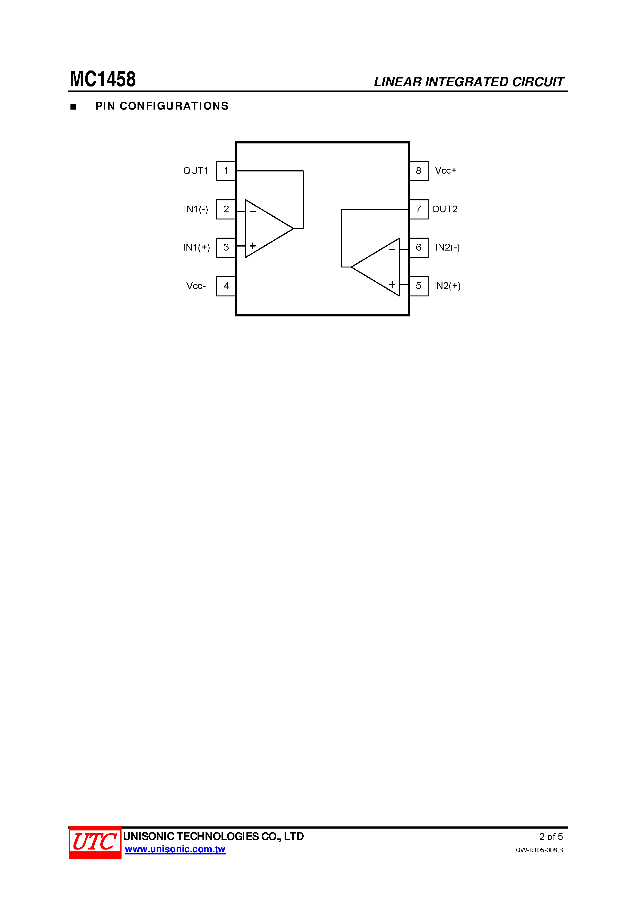 Даташит MC1458 - DUAL OPERATIONAL AMPLIFIER страница 2