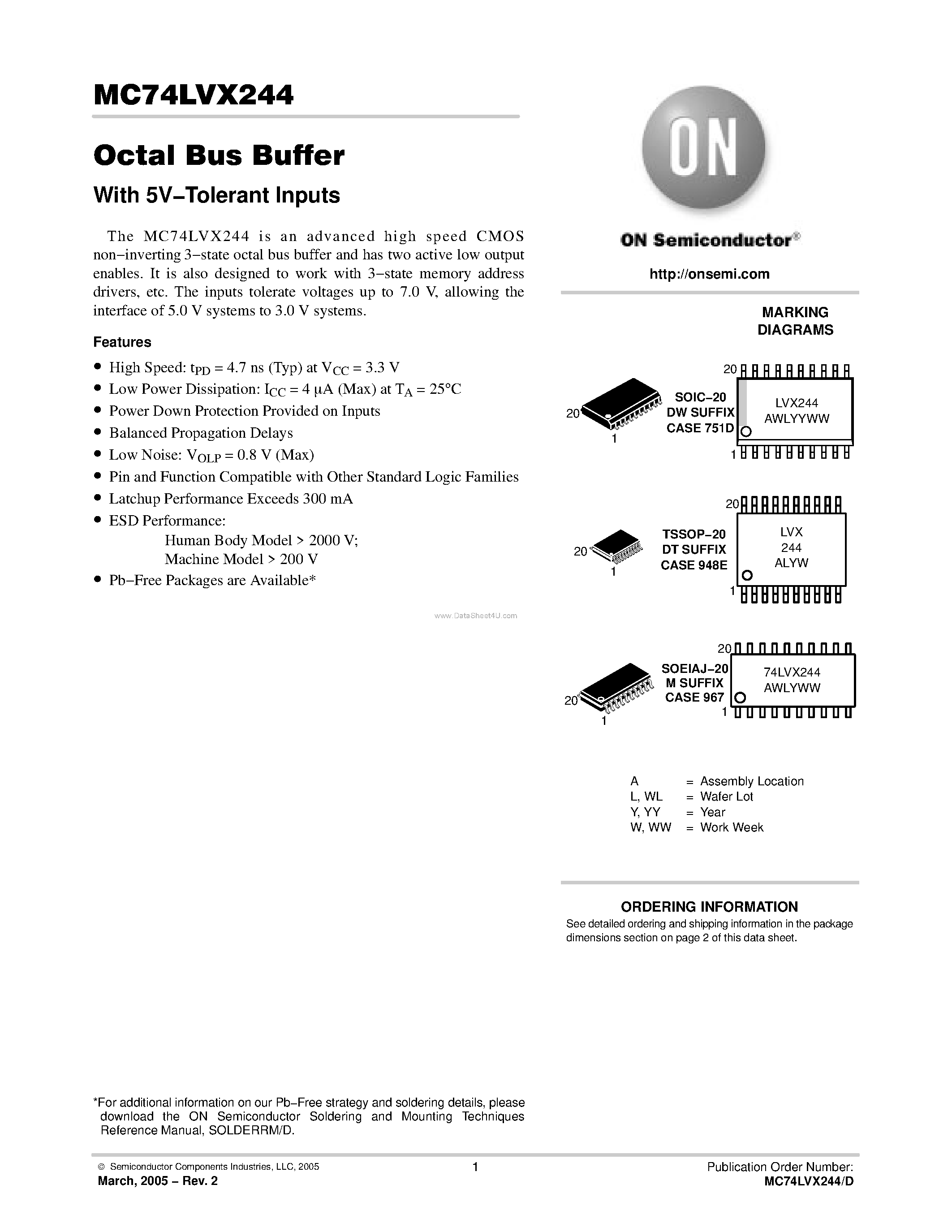 Даташит MC74LVX244 - Octal Bus Buffer страница 1