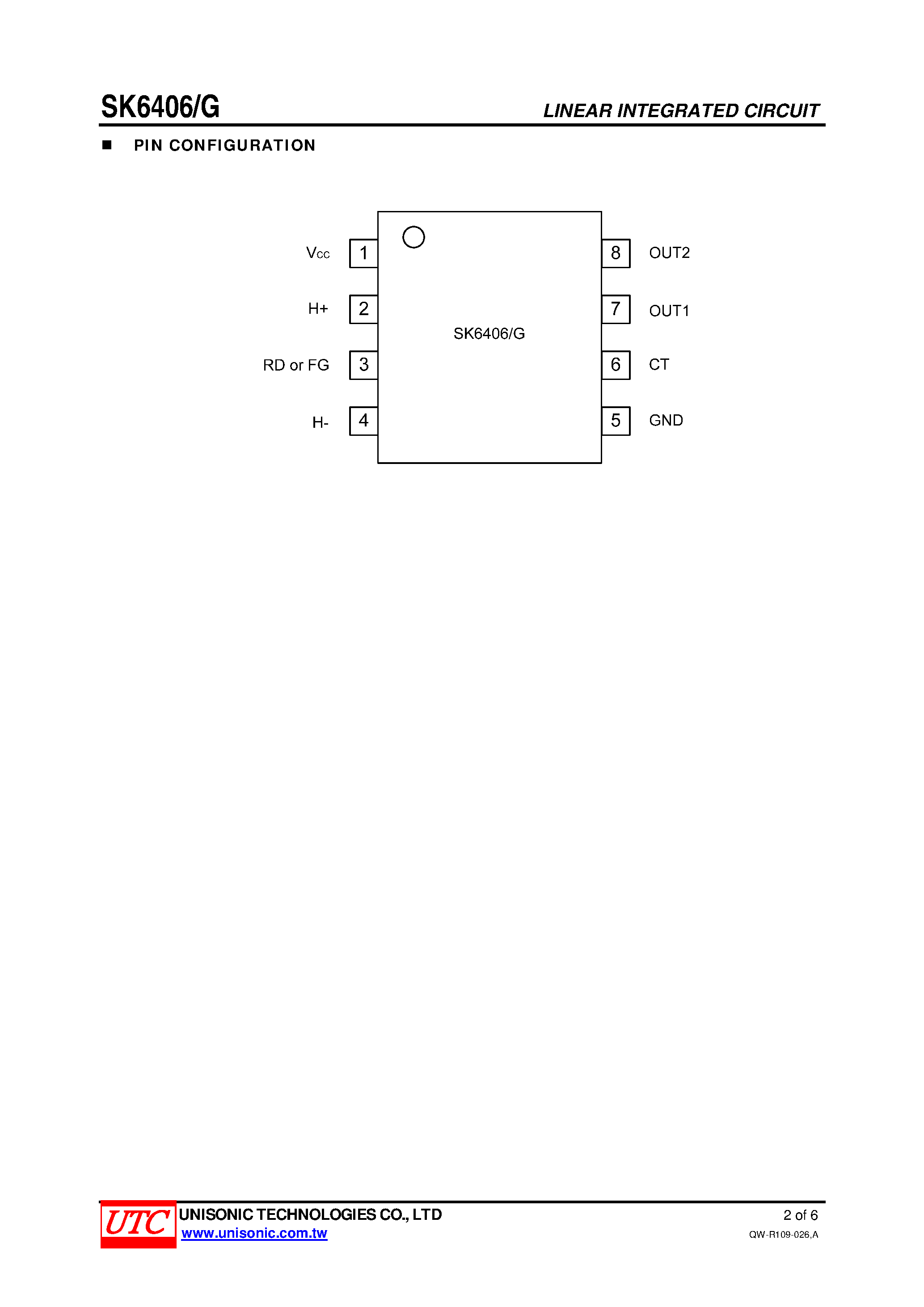 Даташит SK6406 - 2-PHASE DC-FAN MOTOR PRE-DRIVER IC страница 2