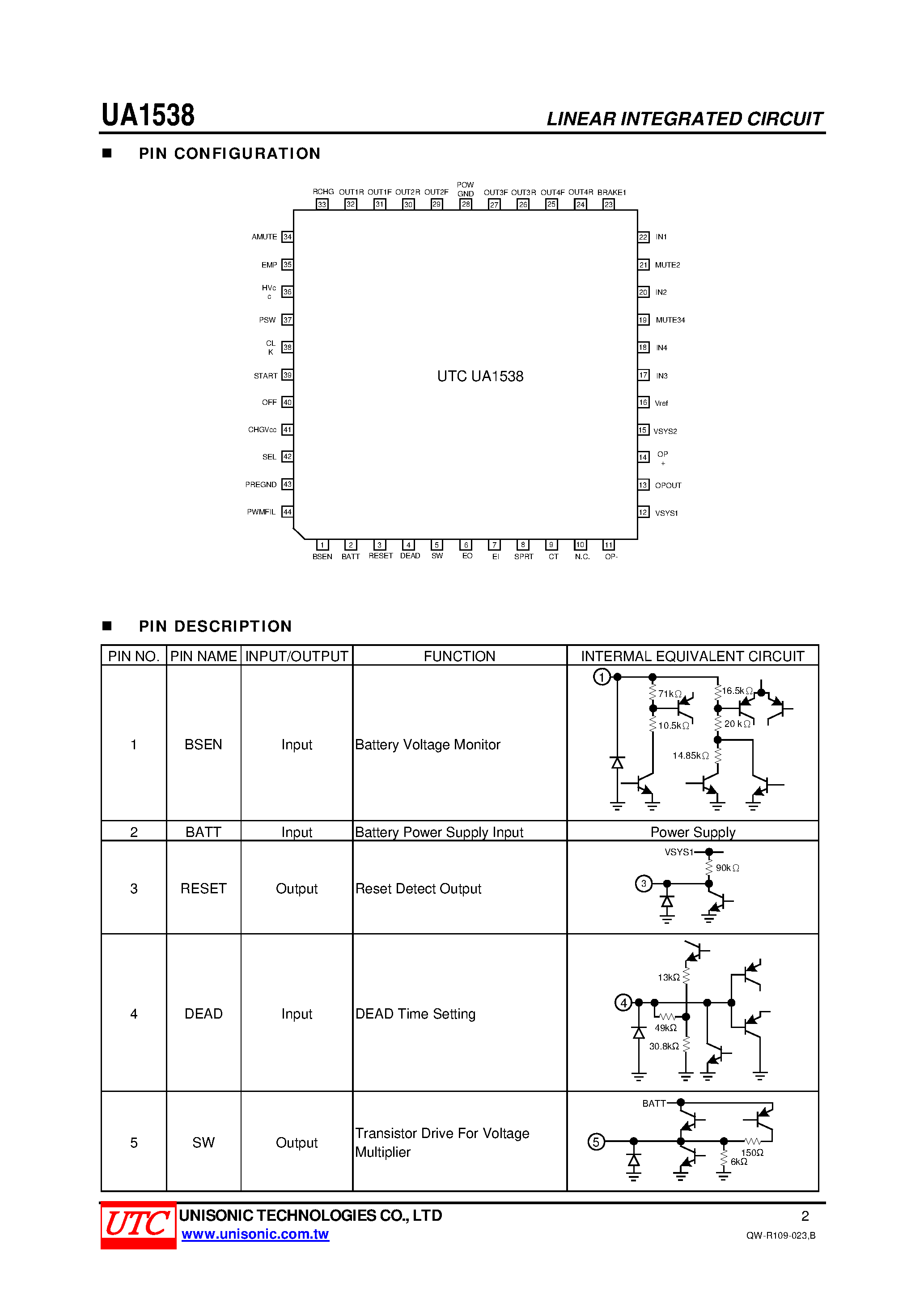 Datasheet UA1538 - 4-CH MOTOR DRIVER page 2