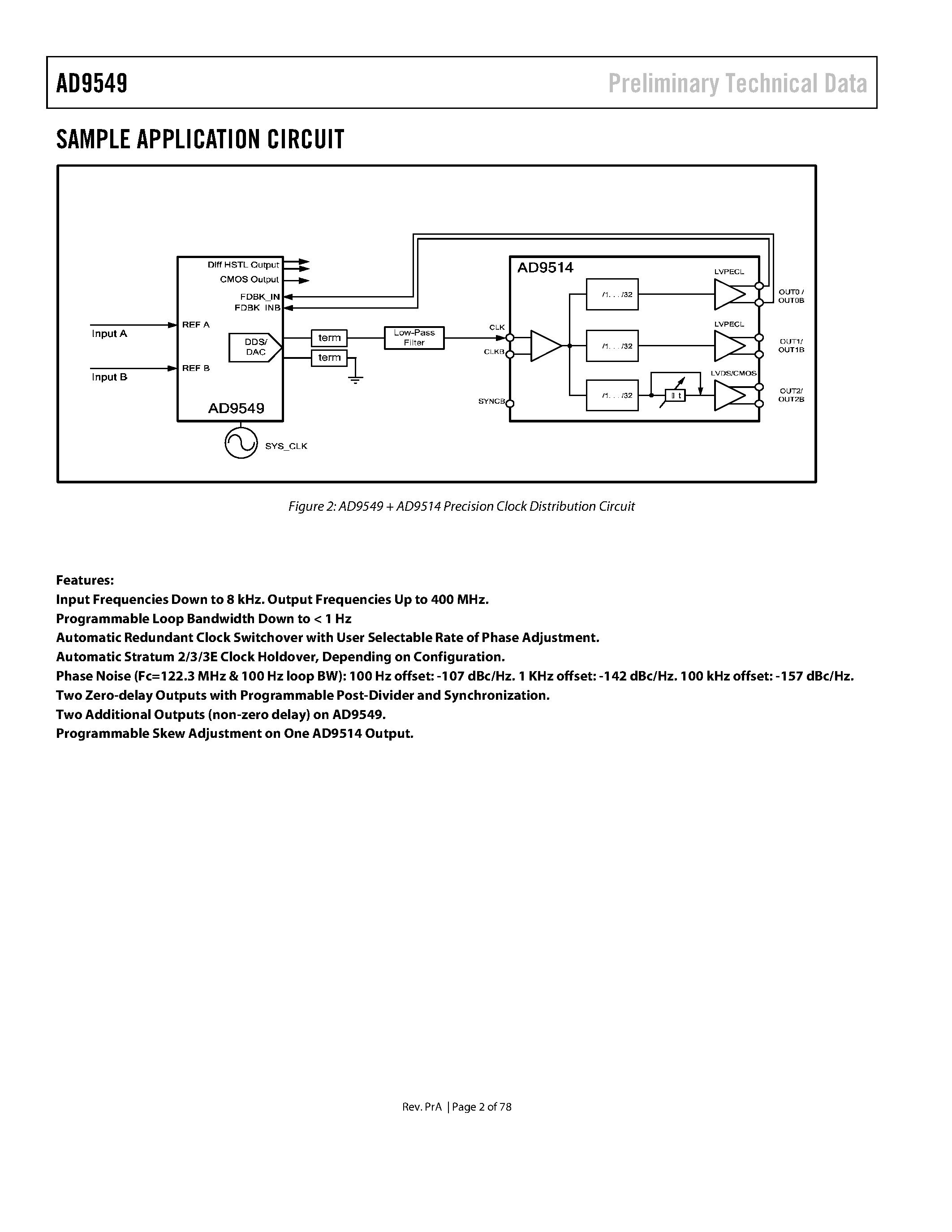 Datasheet AD9549 - Dual Input Network Clock Generator/Synchronizer page 2