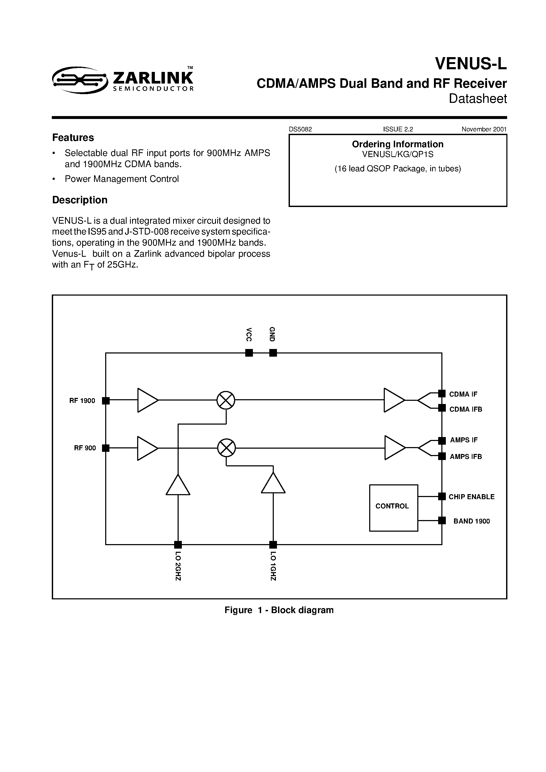 Datasheet VENUS-L - CDMA/AMPS Dual Band and RF Receiver page 2