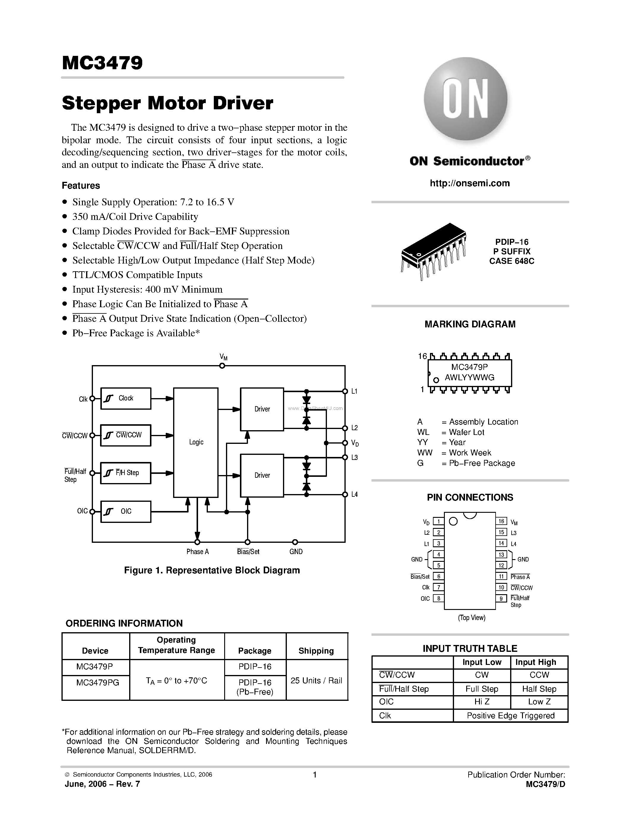 Даташит MC3479 - Stepper Motor Driver страница 1