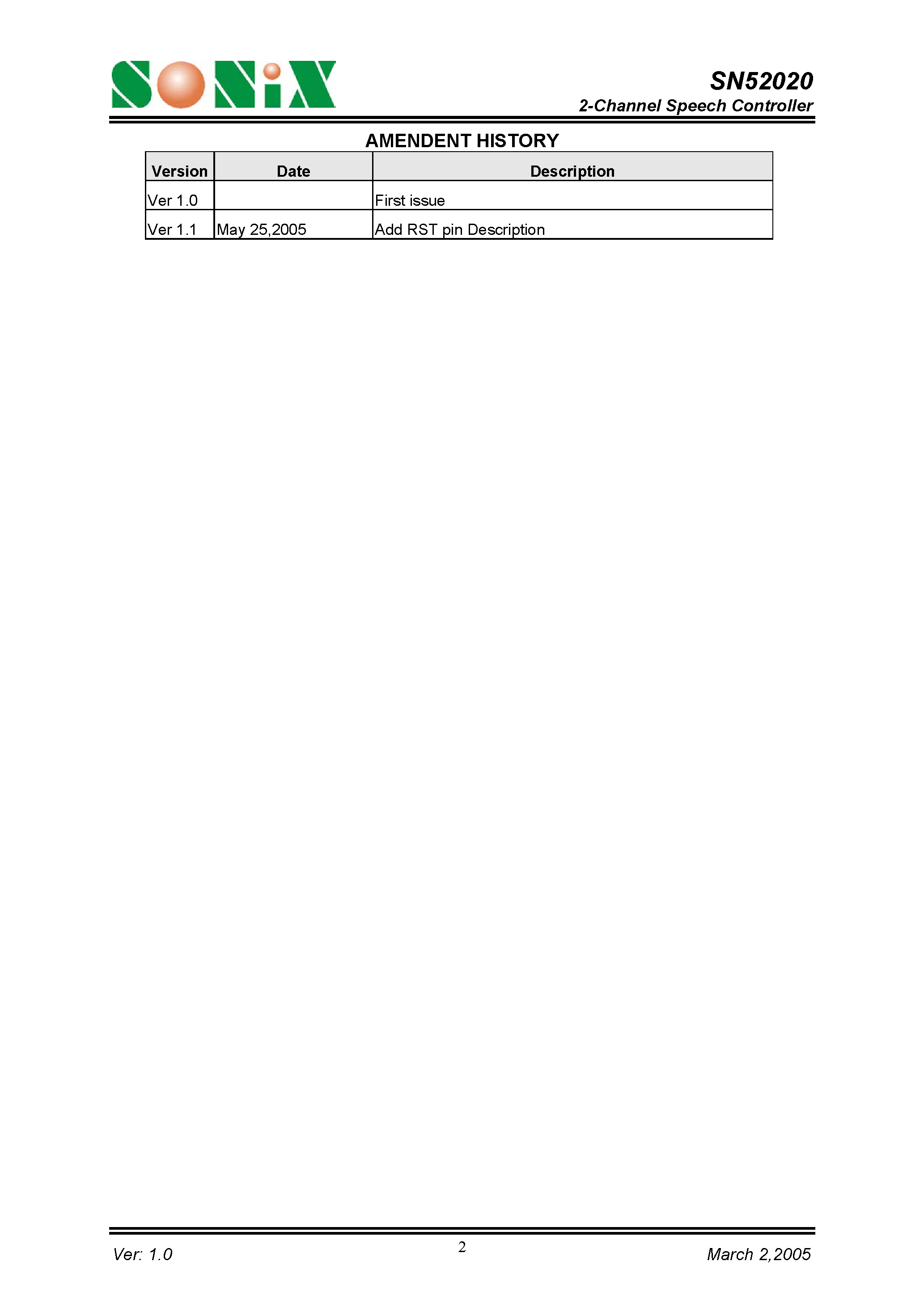 Даташит SN52020 - 2-Channel Speech Controller страница 2