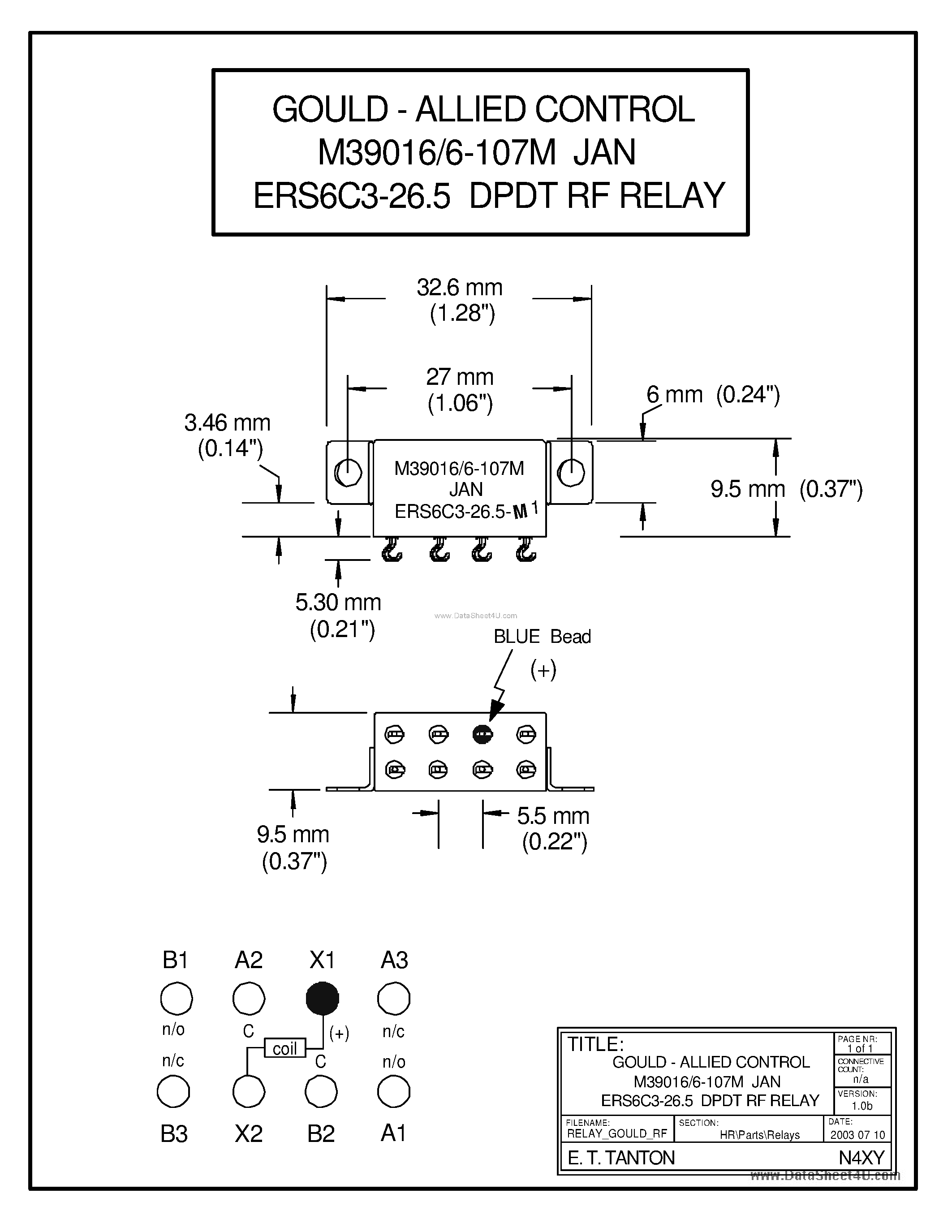 Даташит M39016/6-107M - DPDT RF RElay страница 1