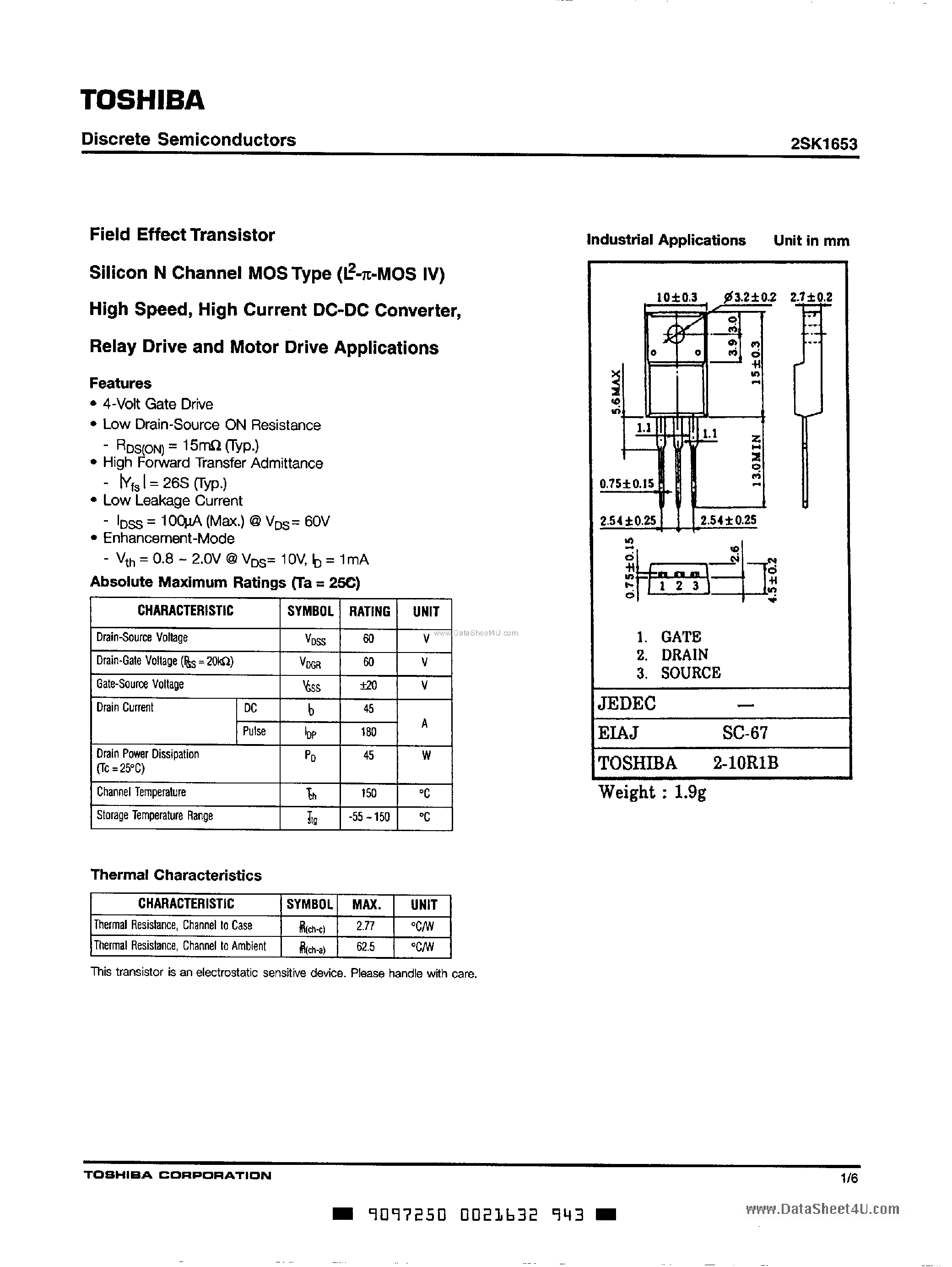 Datasheet 2SK1653 - FET page 1