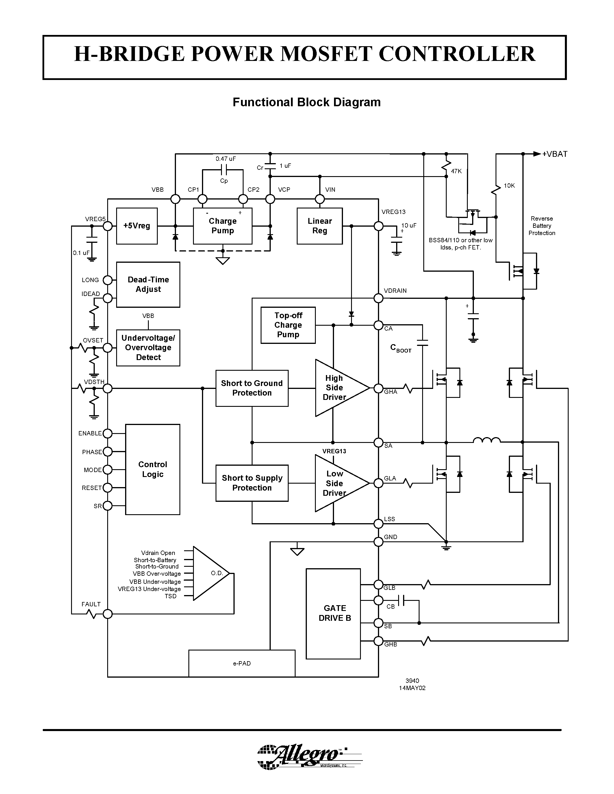 Даташит 3940 - H-bridge Power MOSFET Controller страница 2