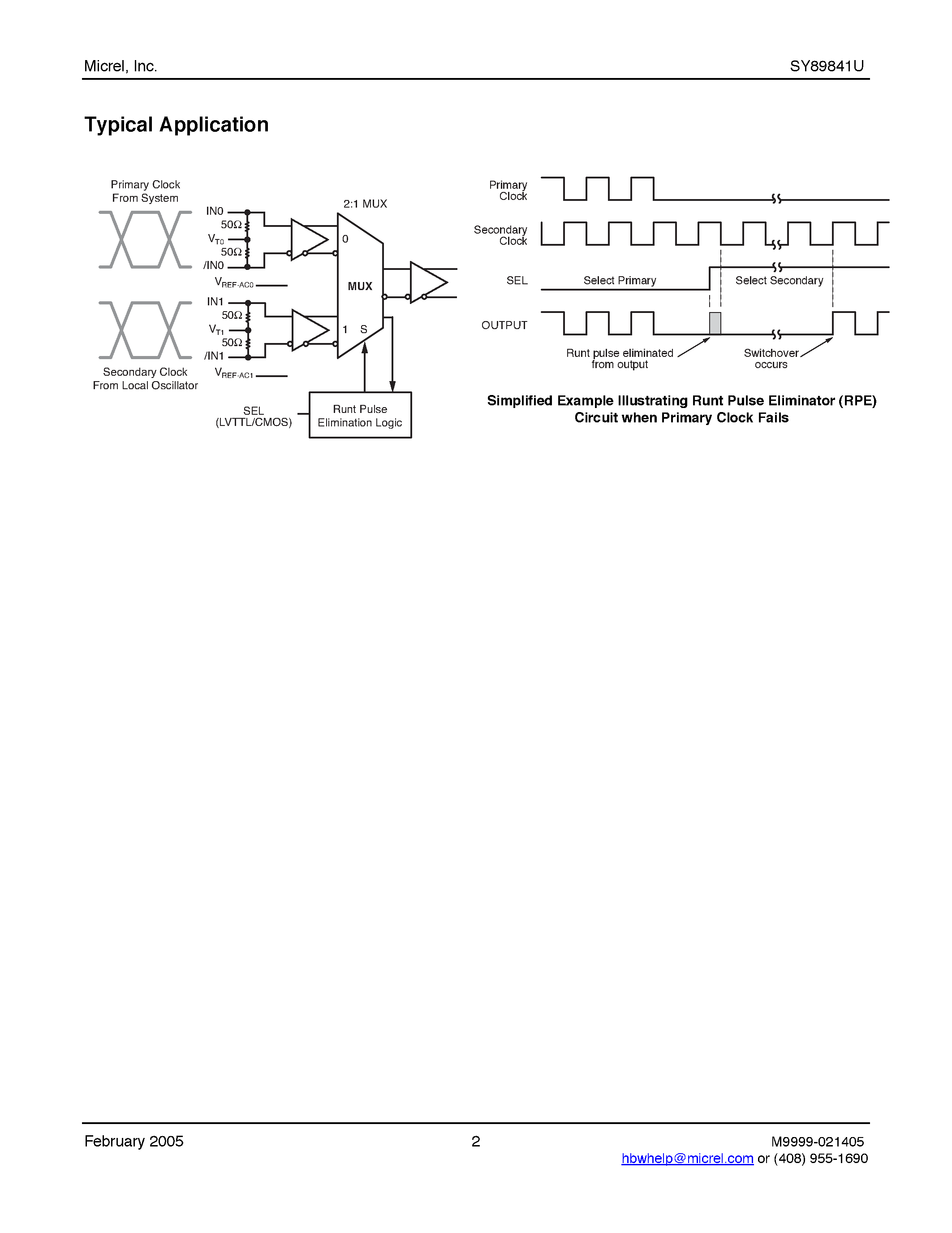 Даташит SY89841U - Precision LVDS Runt Pulse Eliminator 2:1 Multiplexer страница 2