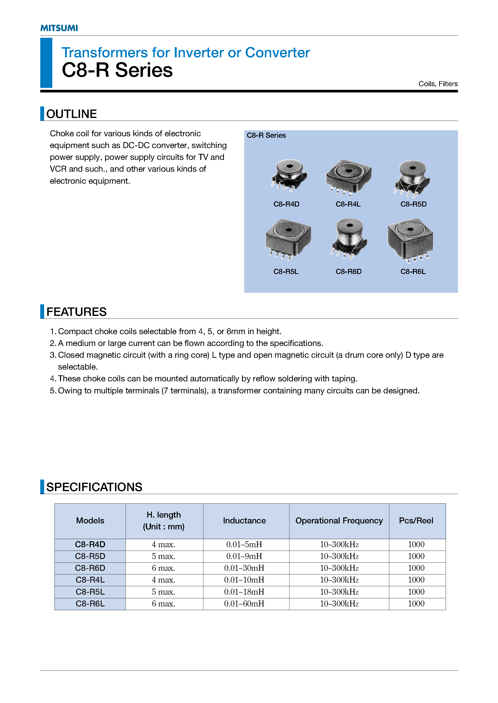 Datasheet C8-R - Transformers page 1