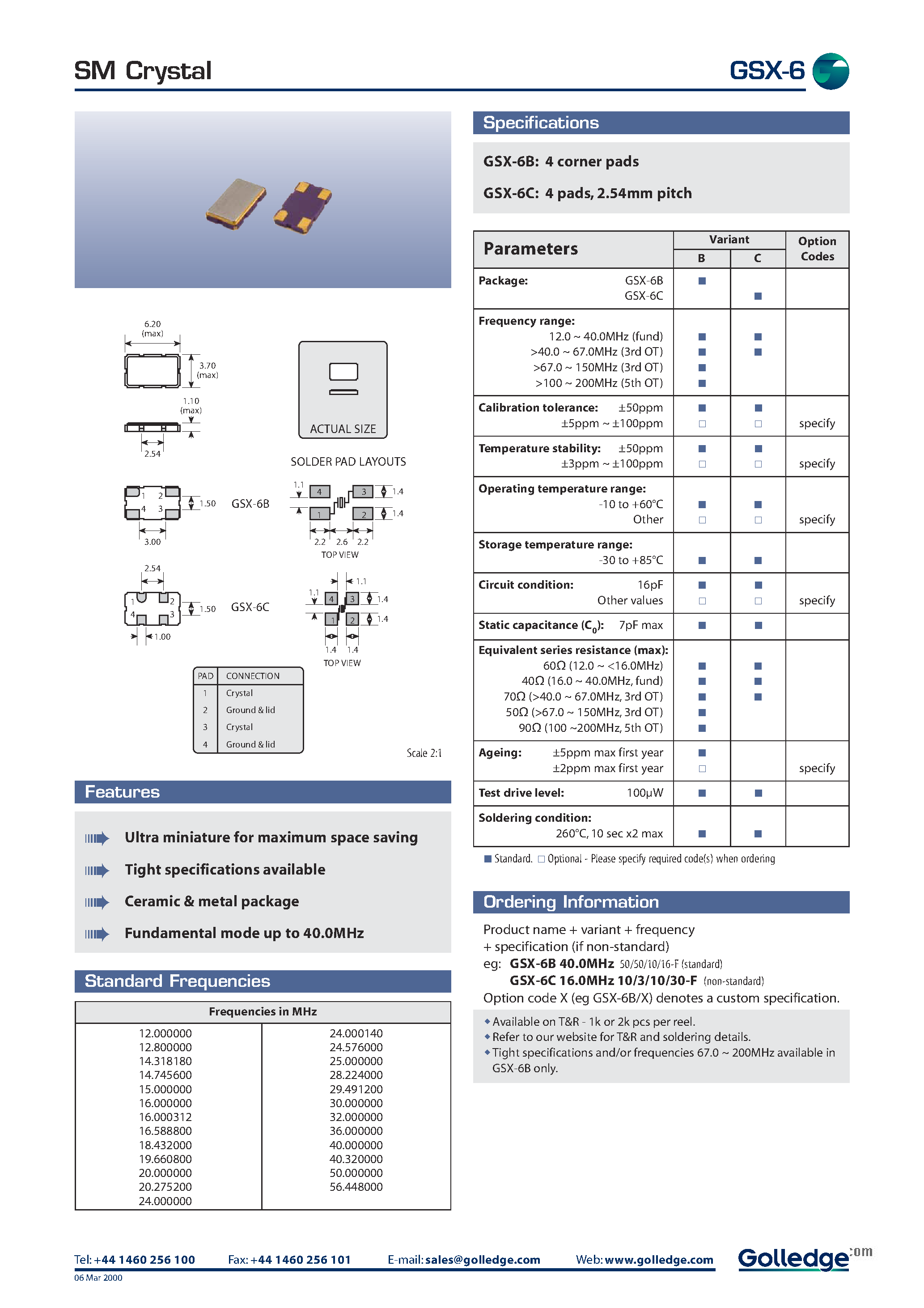 Даташит GSX-6 - SM Crystal страница 1