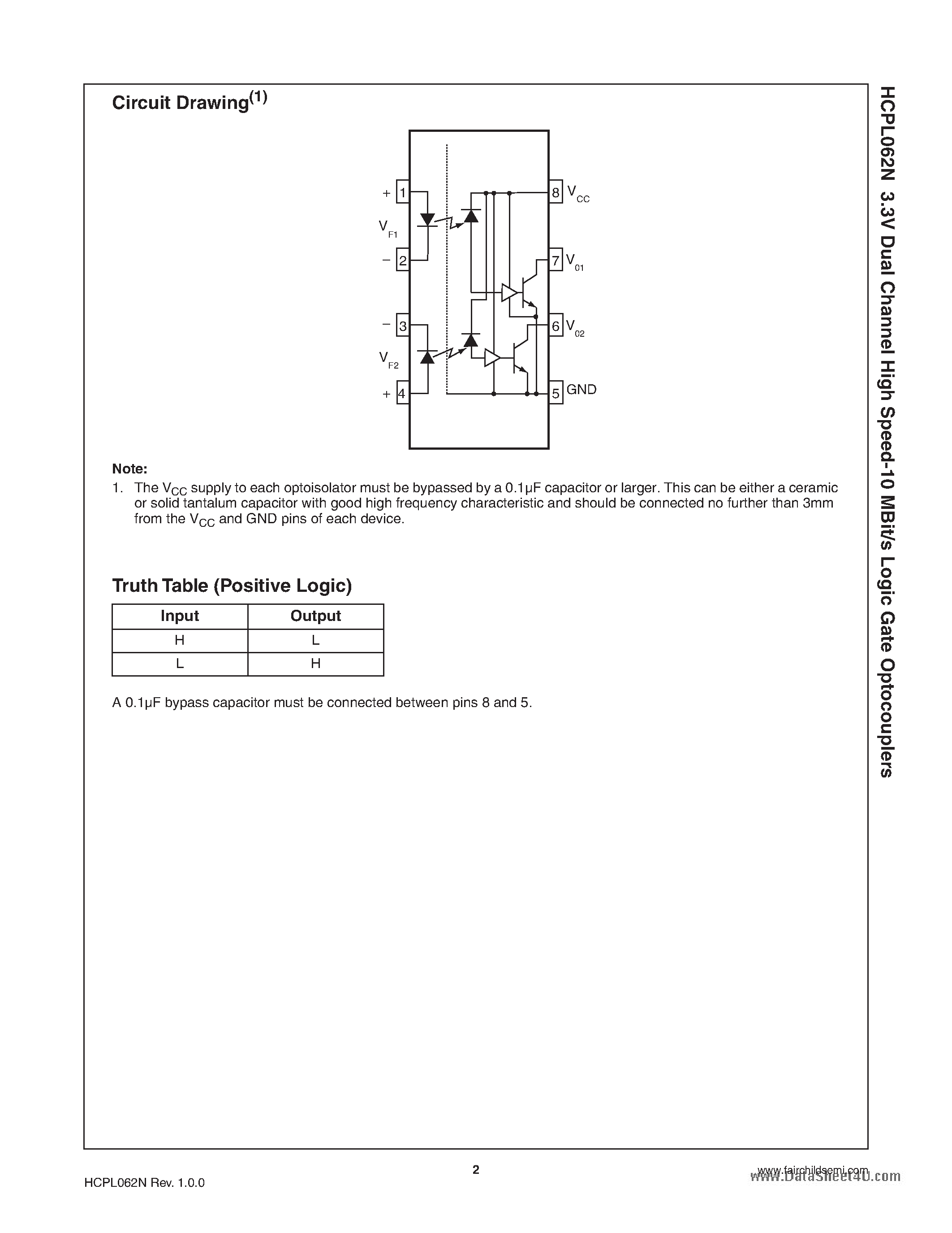 Datasheet HCPL062N - Dual Channel High Speed-10 MBit/s Logic Gate Optocouplers page 2