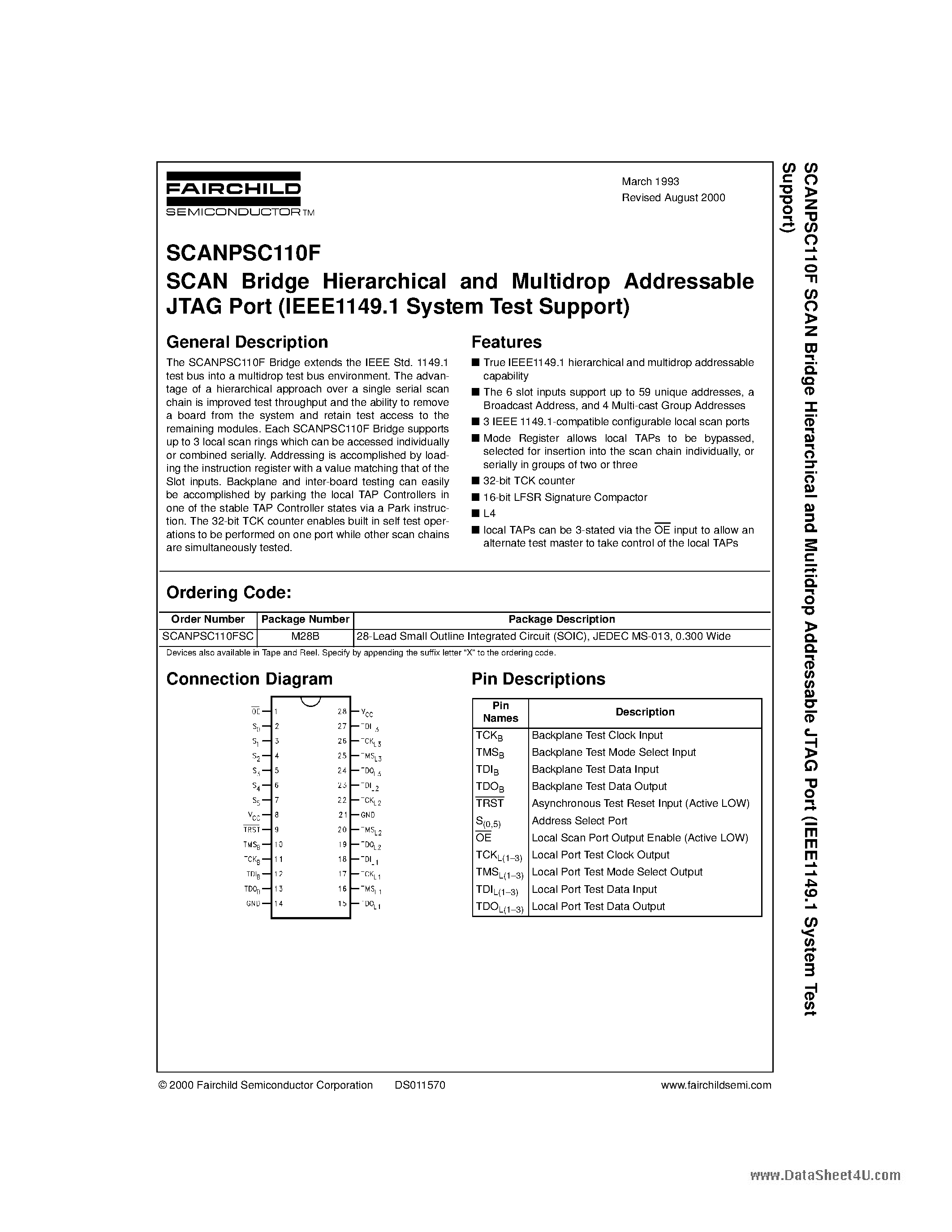 Даташит SCANPSC110F - SCAN Bridge Hierarchical and Multidrop Addressable JTAG Port страница 1