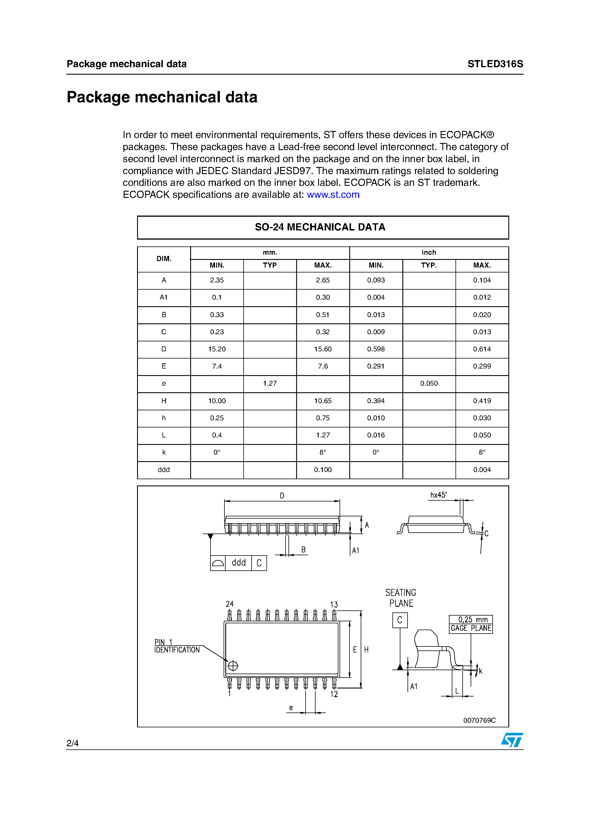 Даташит STLED316S - Serial-Interfaced 6-Digit LED controller страница 2