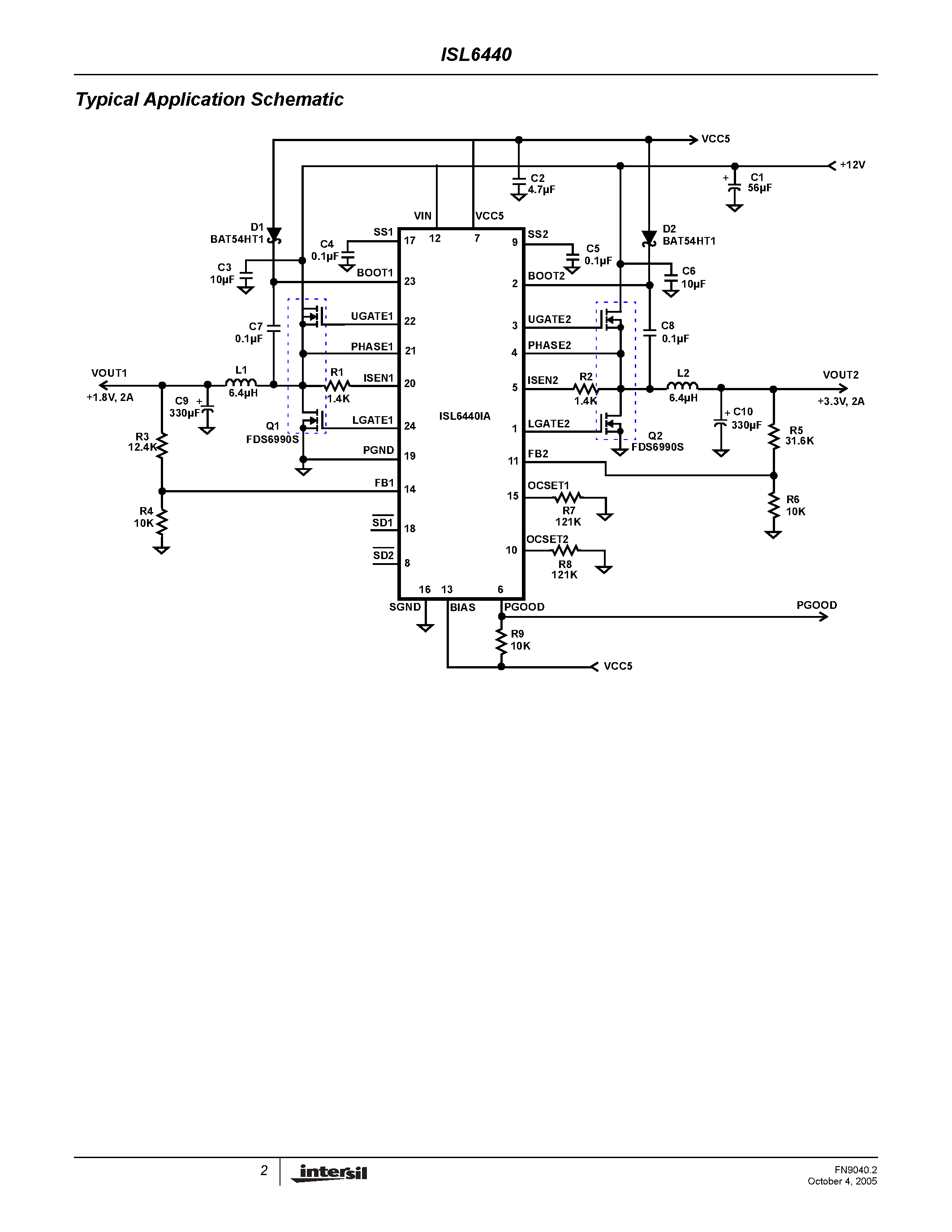 Datasheet ISL6440 - Step-Down PWM Controller page 2