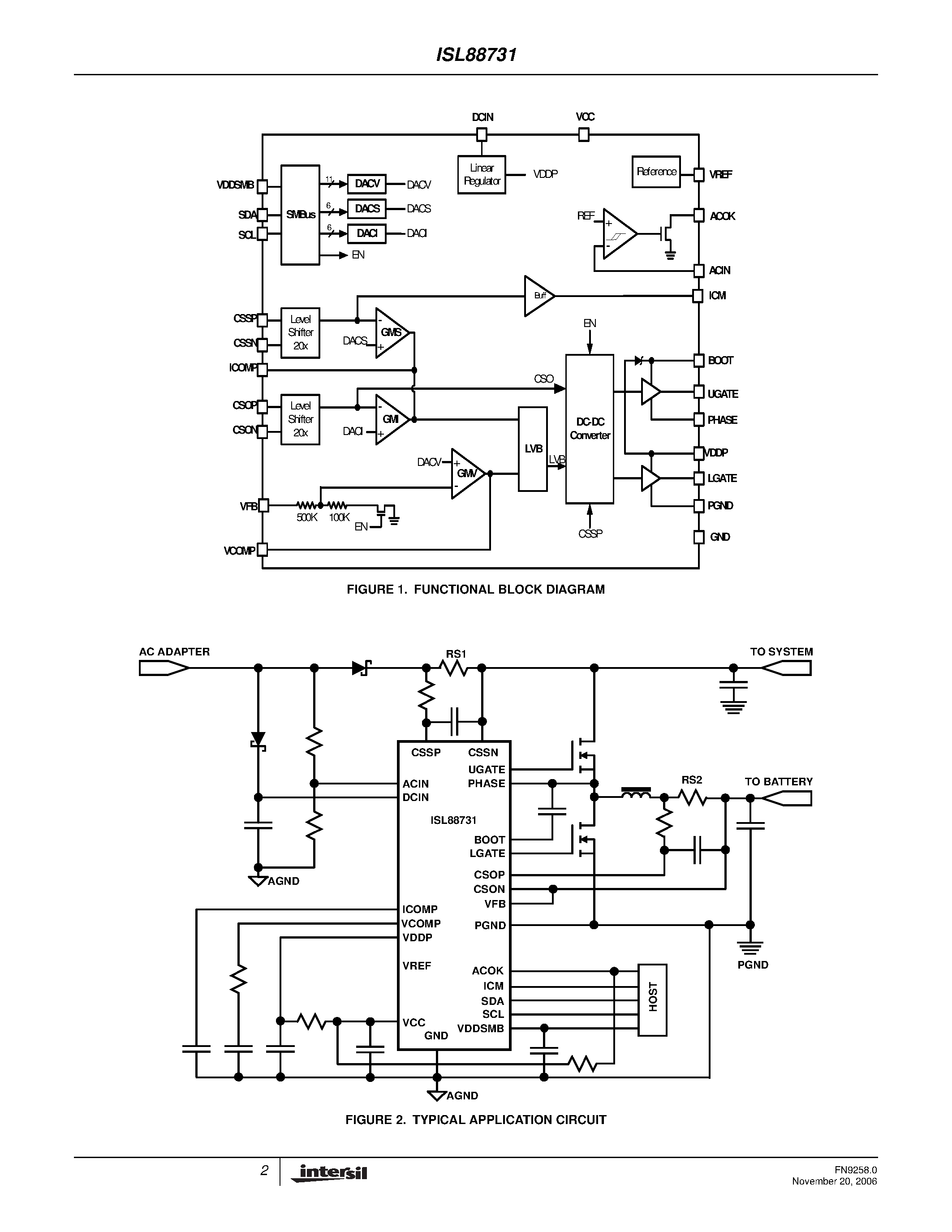 Datasheet ISL88731 - SMBus Level 2 Battery Charger page 2