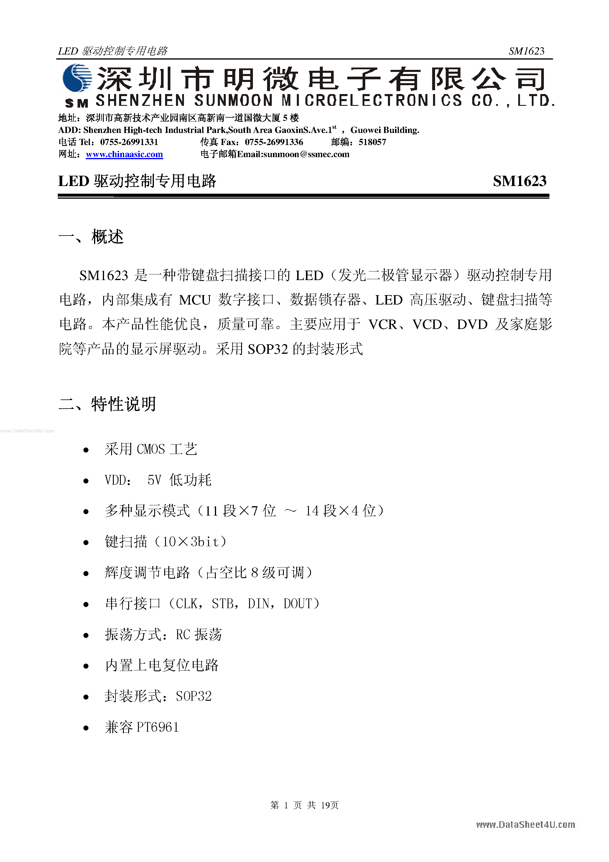 Datasheet SM1623 - LED page 1