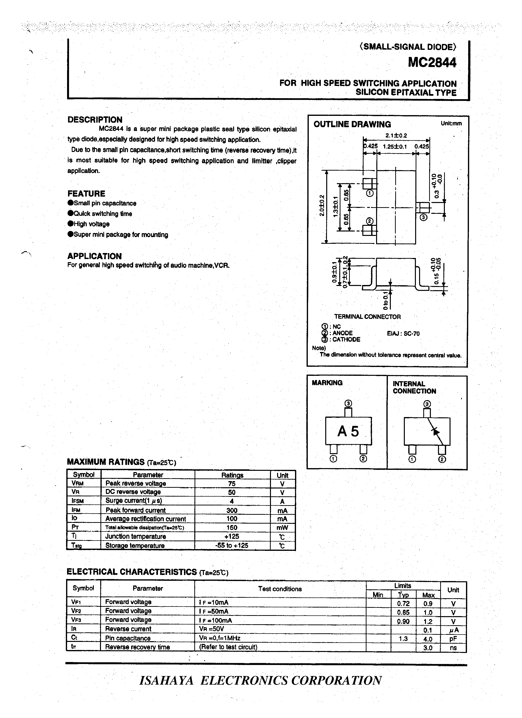 Datasheet MC2844 - FOR HIGH SWITCHING APPLICATION SILICON EPITAXIAL TYPE page 1