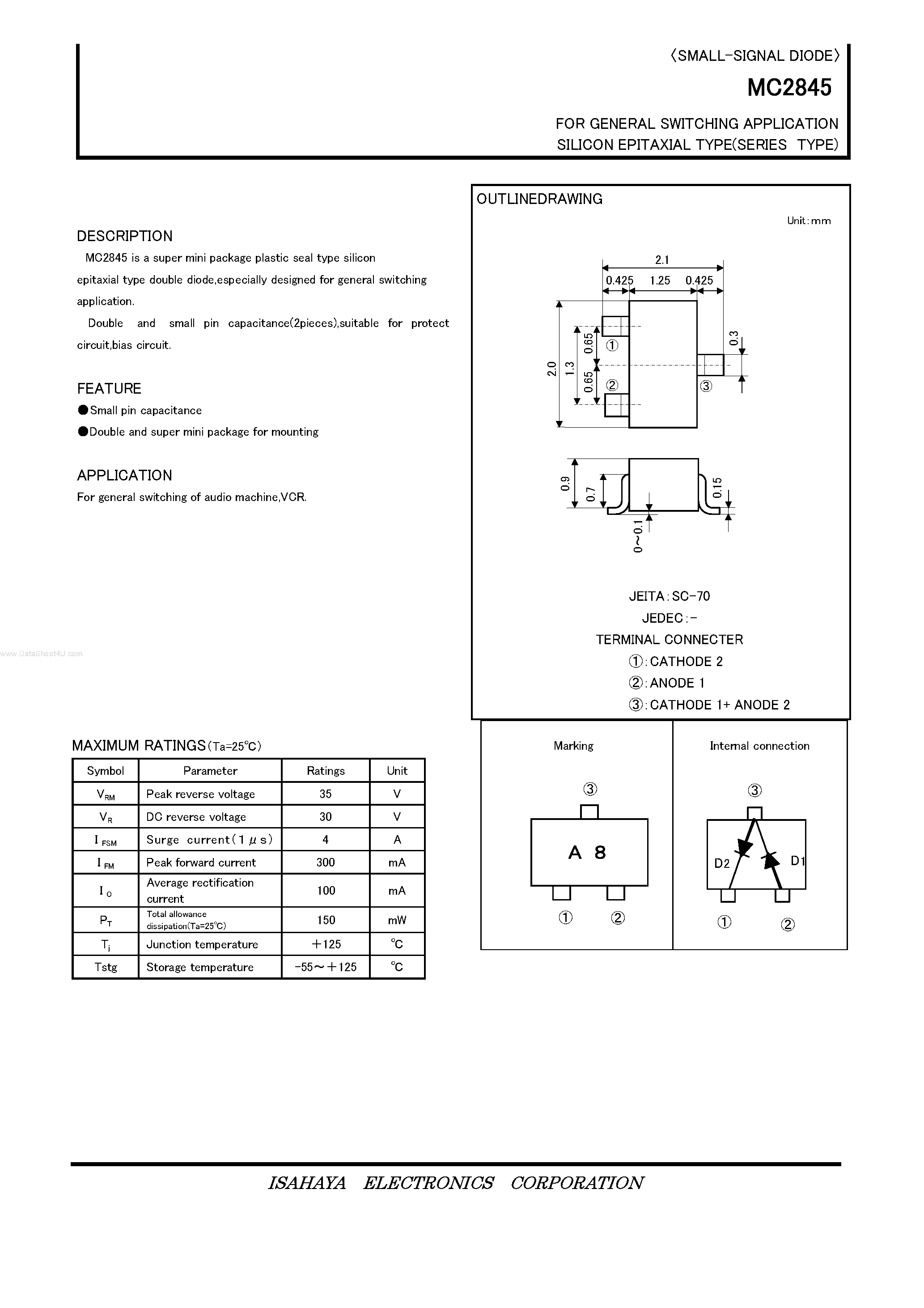 Datasheet MC2845 - FOR GENERAL SWITCHING APPLICATION SILICON EPITAXIAL TYPE page 1